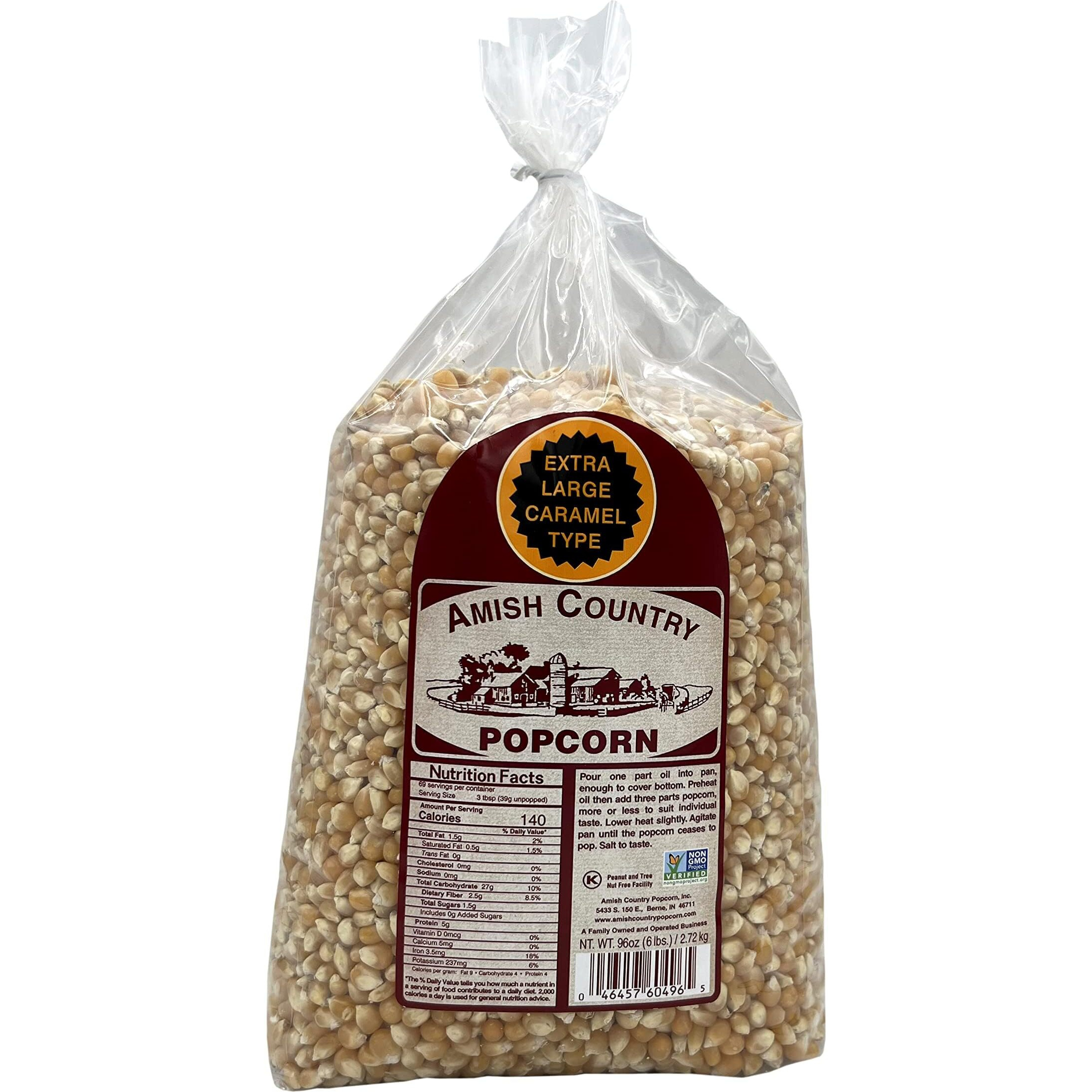 Amish Country Popcorn | 6 Lb Bag | Extra Large Caramel Type Popcorn Kernels | Old Fashioned, Non-Gmo And Gluten Free (Extra Large Caramel - 6 Lb Bag)