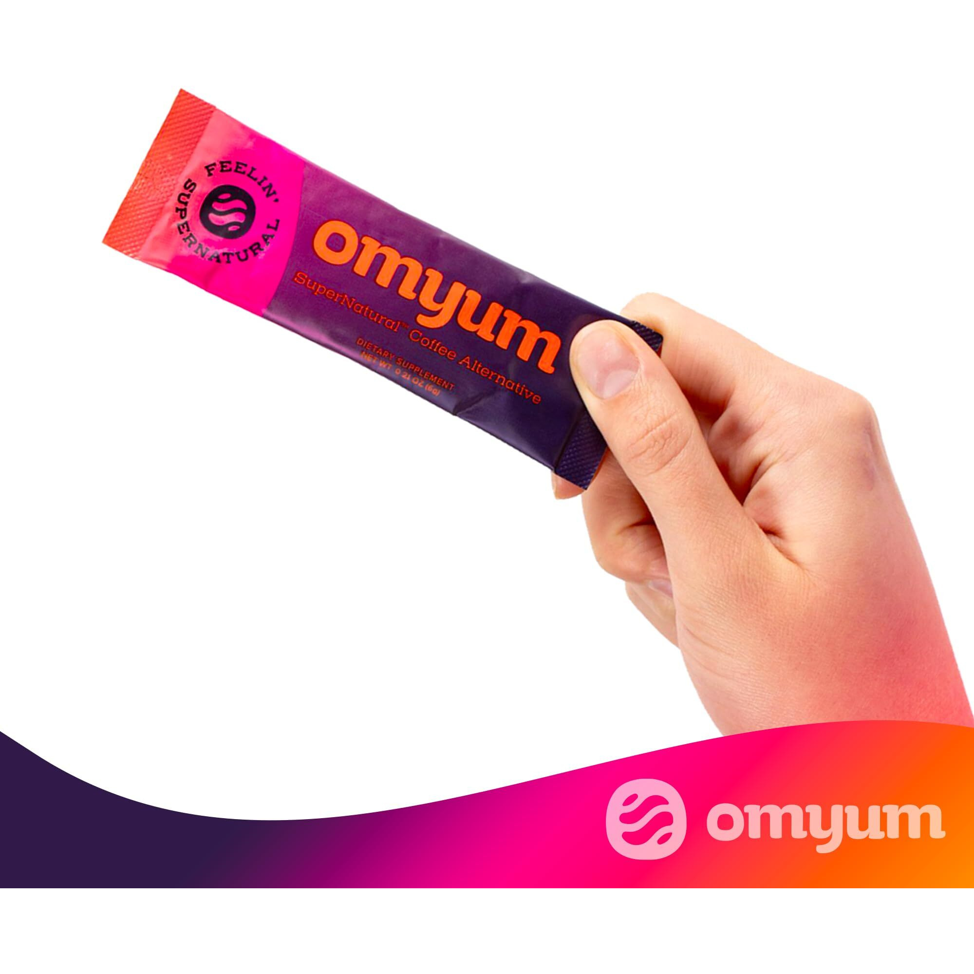 Omyum - Premium Cacao Mushroom Coffee Alternative (30 Single-Serve Packets) Organic Blend With Lions Mane, Reishi, Cordyceps, Ashwagandha, Maca & L-Theanine For Calm, Focused Energy - Low Caffeine