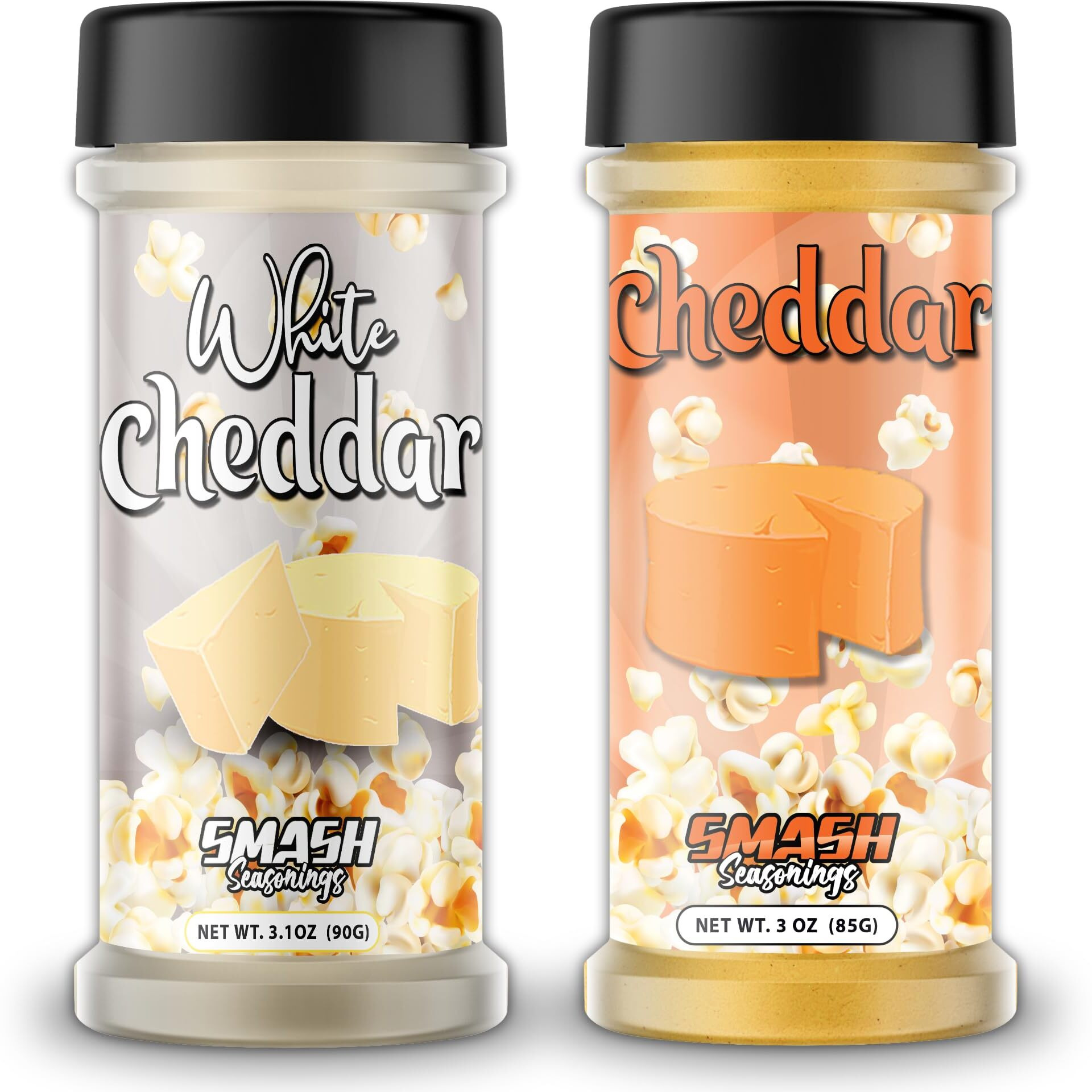Smash Seasonings White Cheddar & Orange Cheddar Popcorn Seasoning - 2 Pack Of Delicious Popcorn Seasoning In A Shaker Bottle
