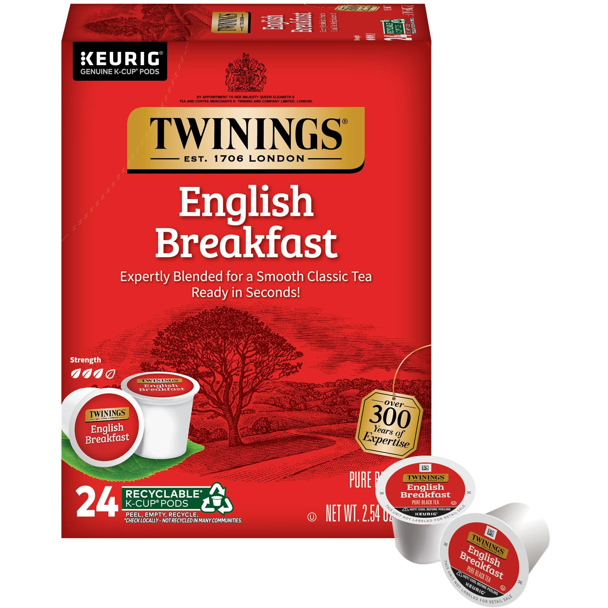 Twinings English Breakfast Black Tea K-Cup Pods For Keurig, 24 Count (Pack Of 1), Smooth, Flavourful, Robust, Caffeinated, Enjoy Hot Or Iced | Packaging May Vary