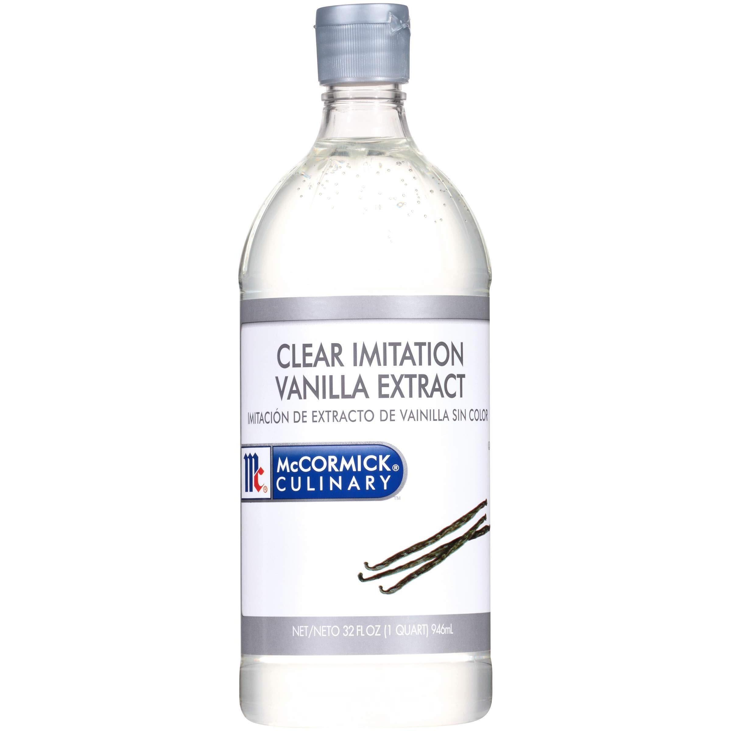 Mccormick Culinary Clear Imitation Vanilla Extract, 32 Fl Oz (Pack Of 6) - Six 32 Fluid Ounce Bottles Of Clear Vanilla Flavoring For Baking, Perfect In Baked Goods, Frostings, Custards And Desserts