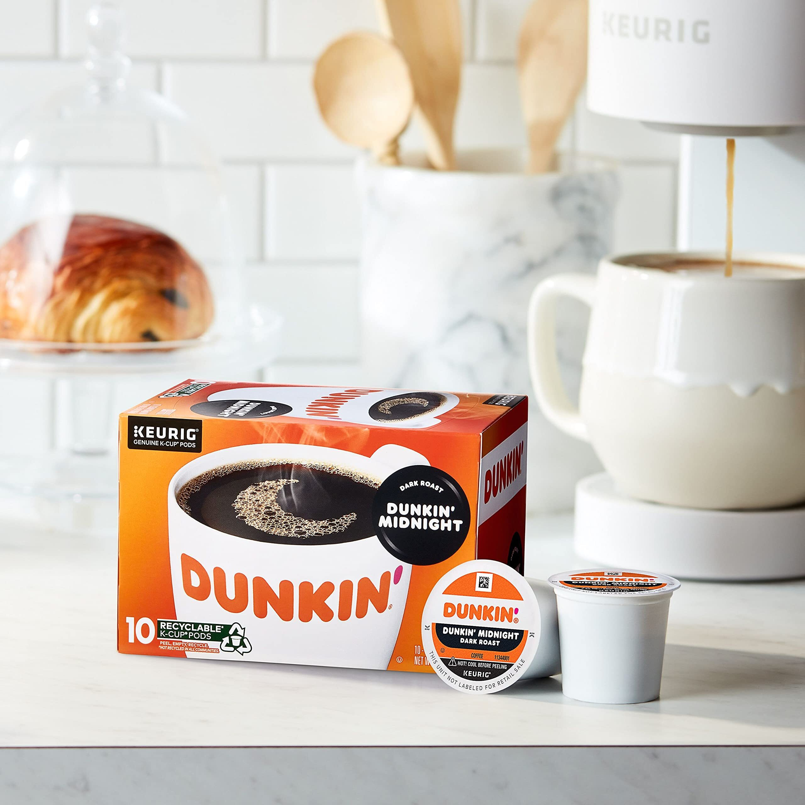 Dunkin' Midnight Dark Roast Coffee, 10 Count(Pack Of 6)