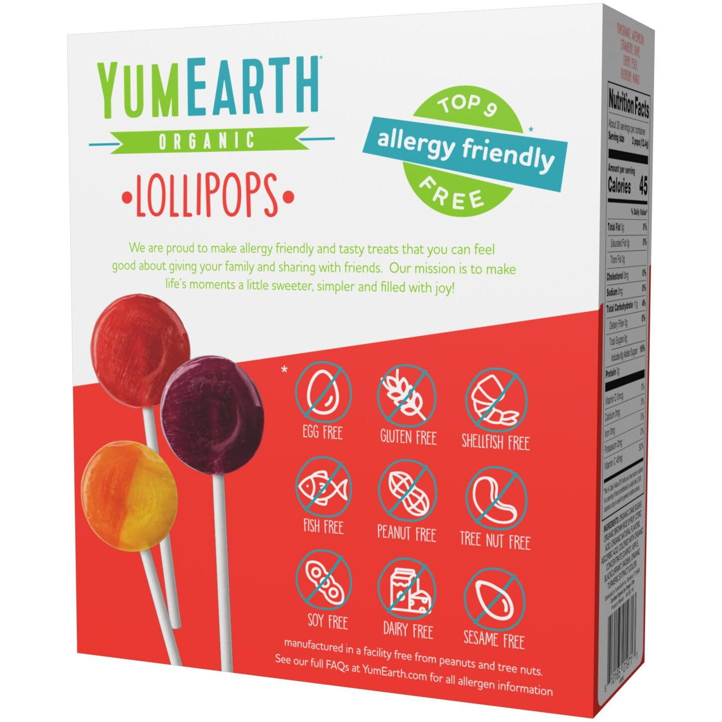 Yumearth Organic Pops Variety Pack, 60 Fruit Flavored Favorites Lollipops, Allergy Friendly, Gluten Free, Non-Gmo, Vegan, No Artificial Flavors Or Dyes