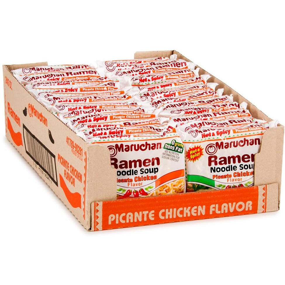 Maruchan Ramen Picante Chicken, Instant Ramen Noodles, Ready To Eat Meals, 3 Oz, 24 Count