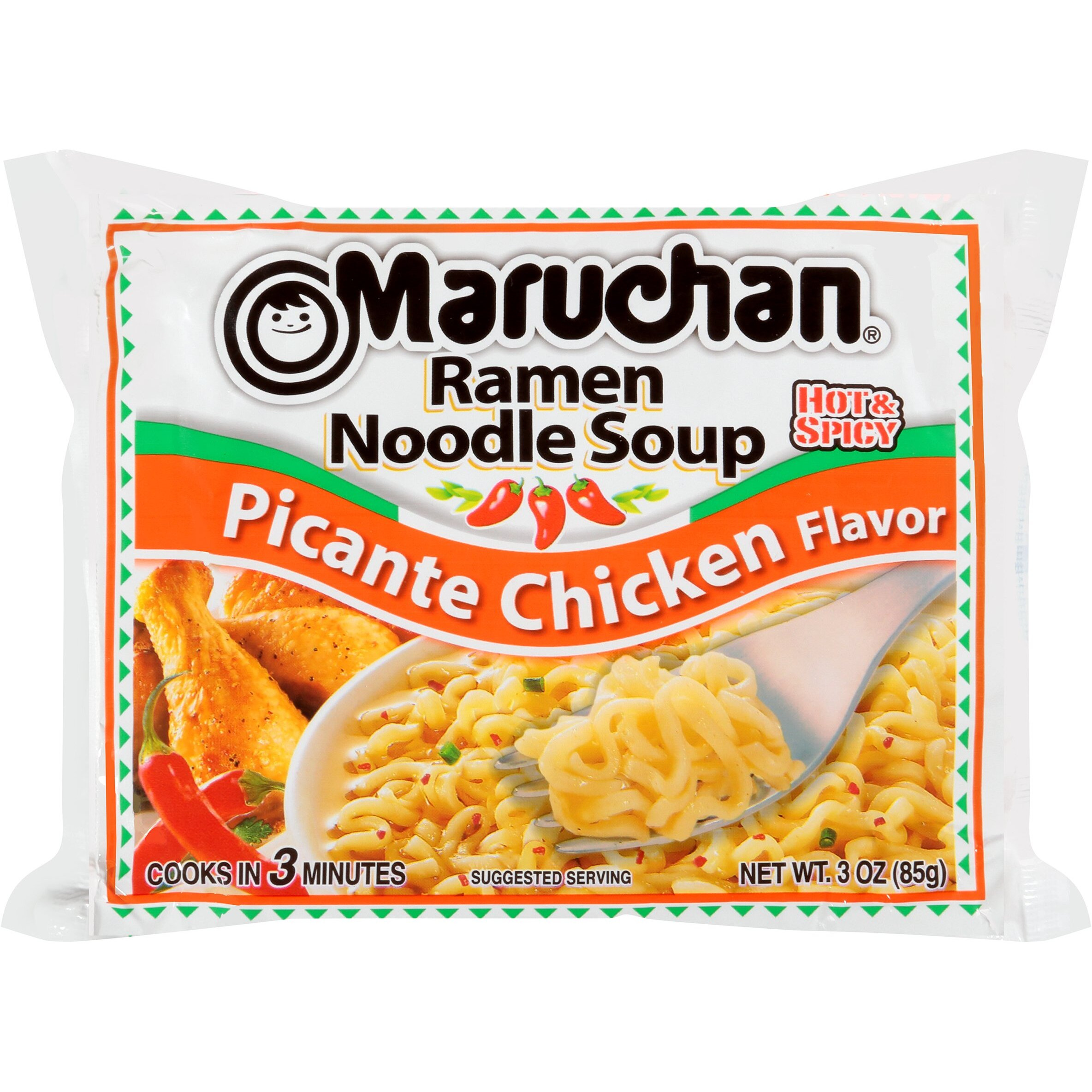 Maruchan Ramen Picante Chicken, Instant Ramen Noodles, Ready To Eat Meals, 3 Oz, 24 Count