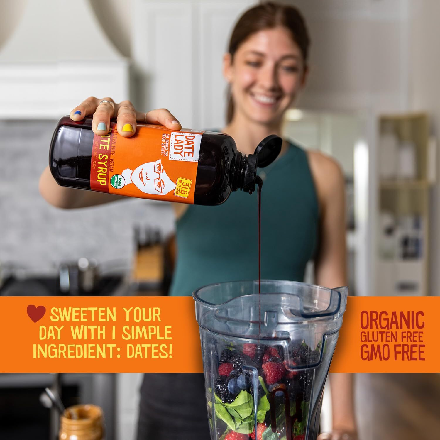 Award Winning Organic Date Syrup 18 Oz Squeeze Bottle | Vegan, Paleo, Gluten-Free & Kosher | Sugar Substitute | More Nutrition Than Maple Syrup Or Honey