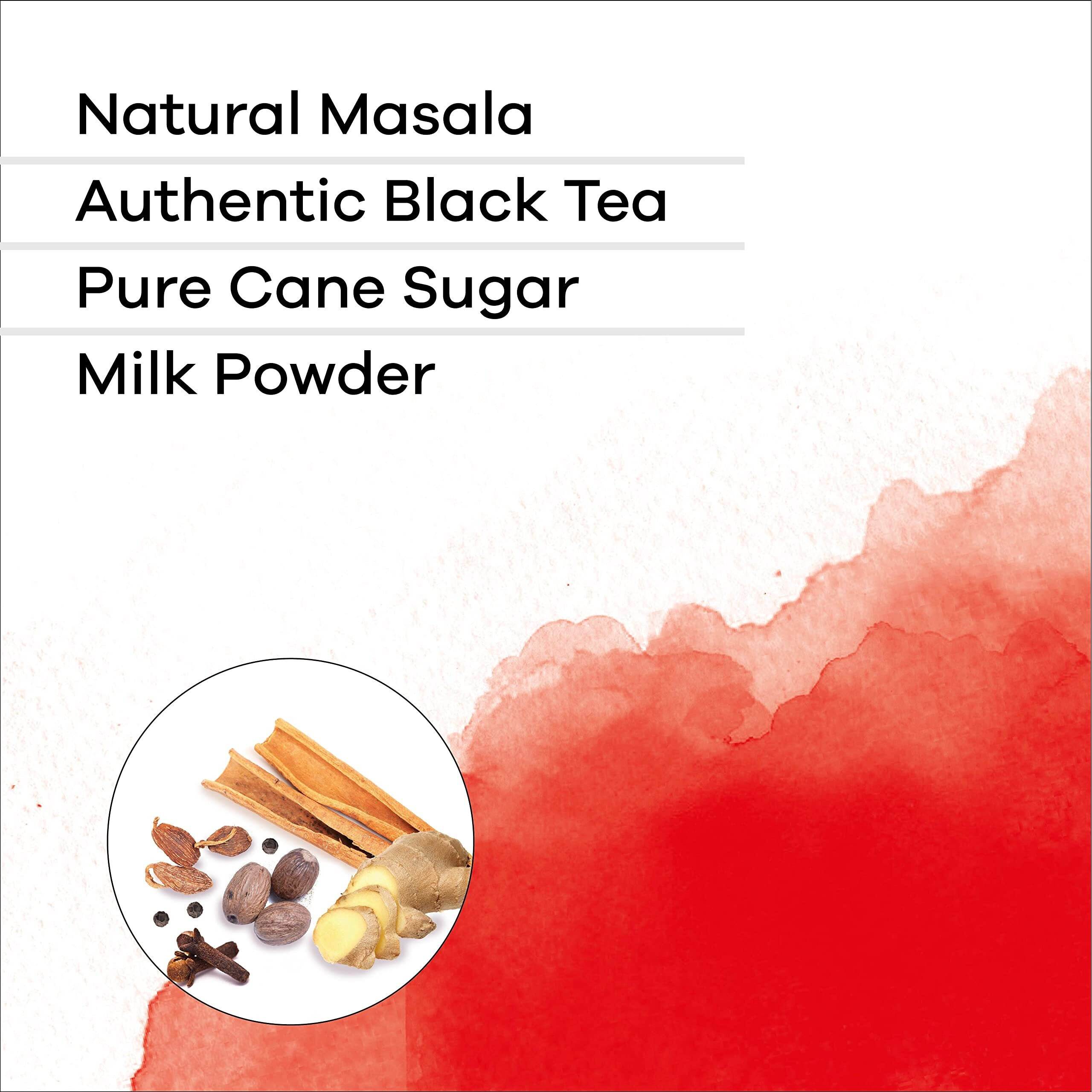 Quiktea Masala Chai Tea Latte 20 Pouches - Packaging May Vary | Single Serve | All Natural & Preservative Free Authentic Instant Chai