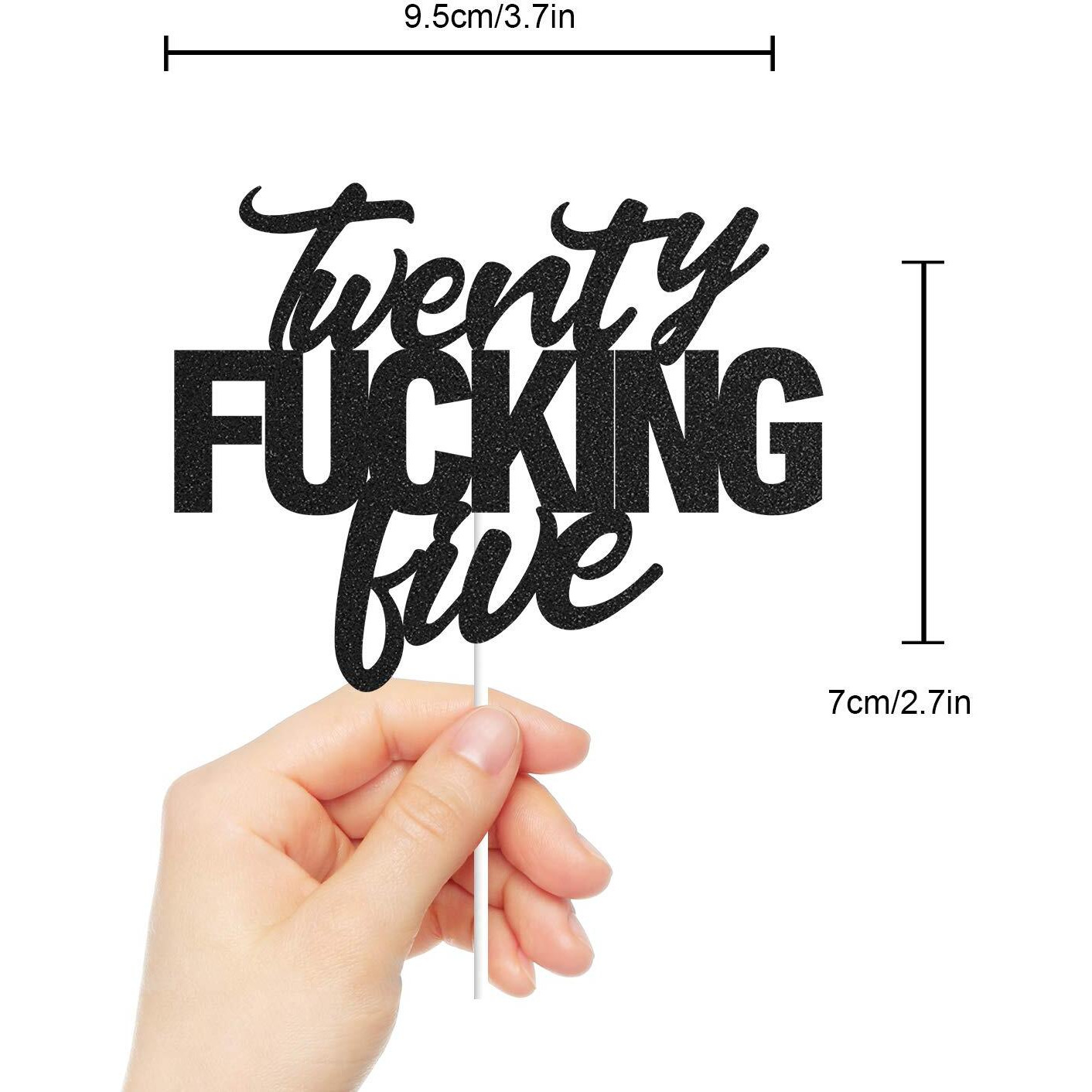 Twenty Five Black Glitter Cake Toppers 25 Years Old 25Th Birthday Party Decorations Supplies