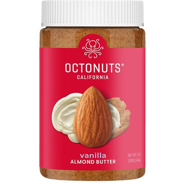 Octonuts Dry Roasted Roasted Vanilla Almond Nut Butter 16Oz - Pure Creamy Nut Butter - Heart Healthy And Delicious Foods - Gluten Free, Vegan, Kosher, Non-Gmo Nut Butters