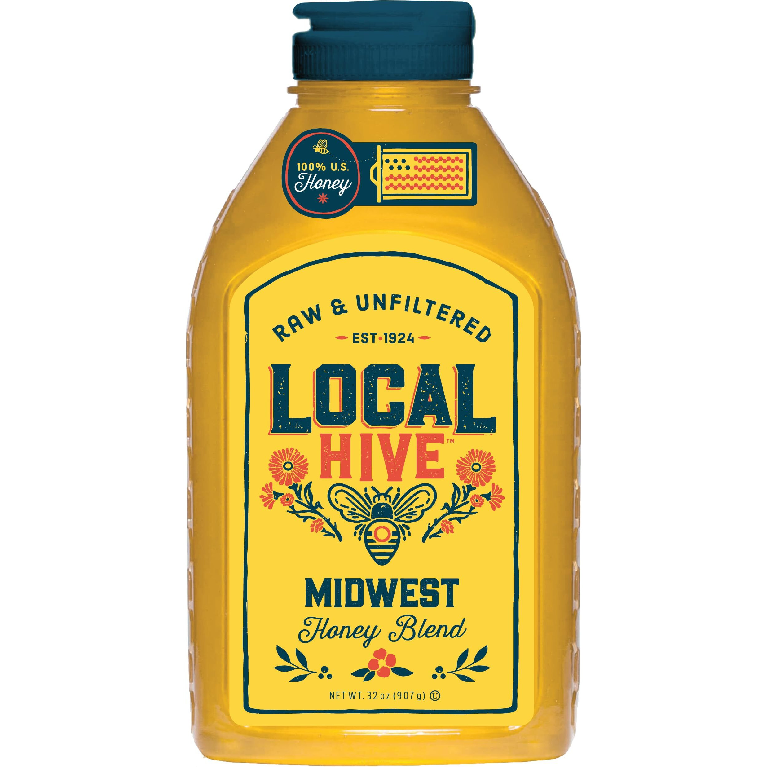 Local Hive Midwest Raw Unfiltered Honey 32Oz. 100% Us Honey Sourced From American Bees And Beekeepers.