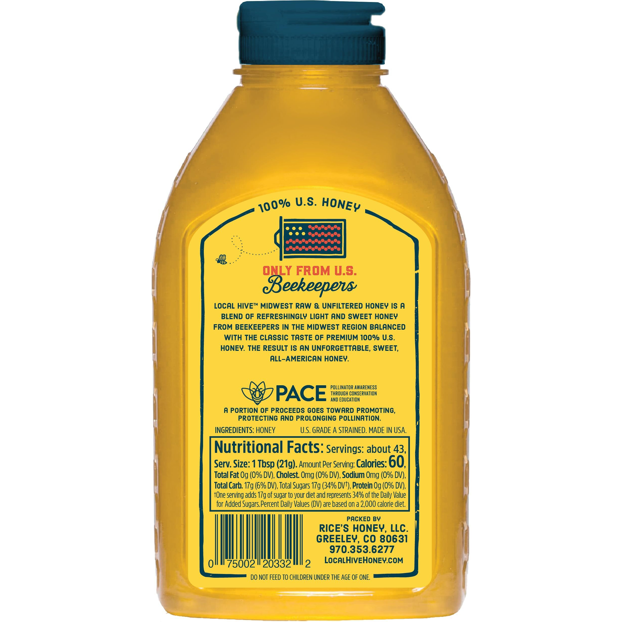 Local Hive Midwest Raw Unfiltered Honey 32Oz. 100% Us Honey Sourced From American Bees And Beekeepers.