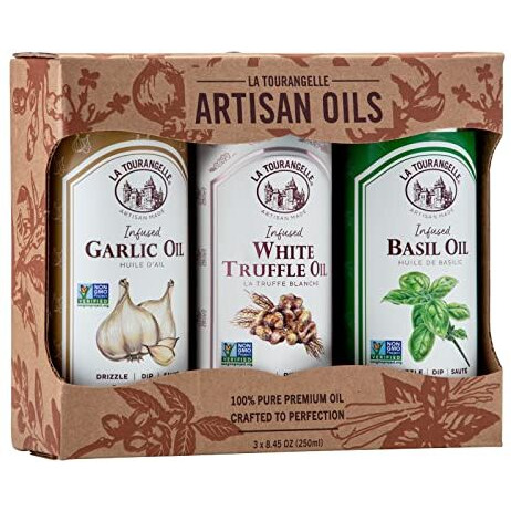 La Tourangelle, Infused Trio Of Oils - Basil Oil, Garlic Oil, White Truffle Oil, 8.45 Fl Oz (Set Of 3)