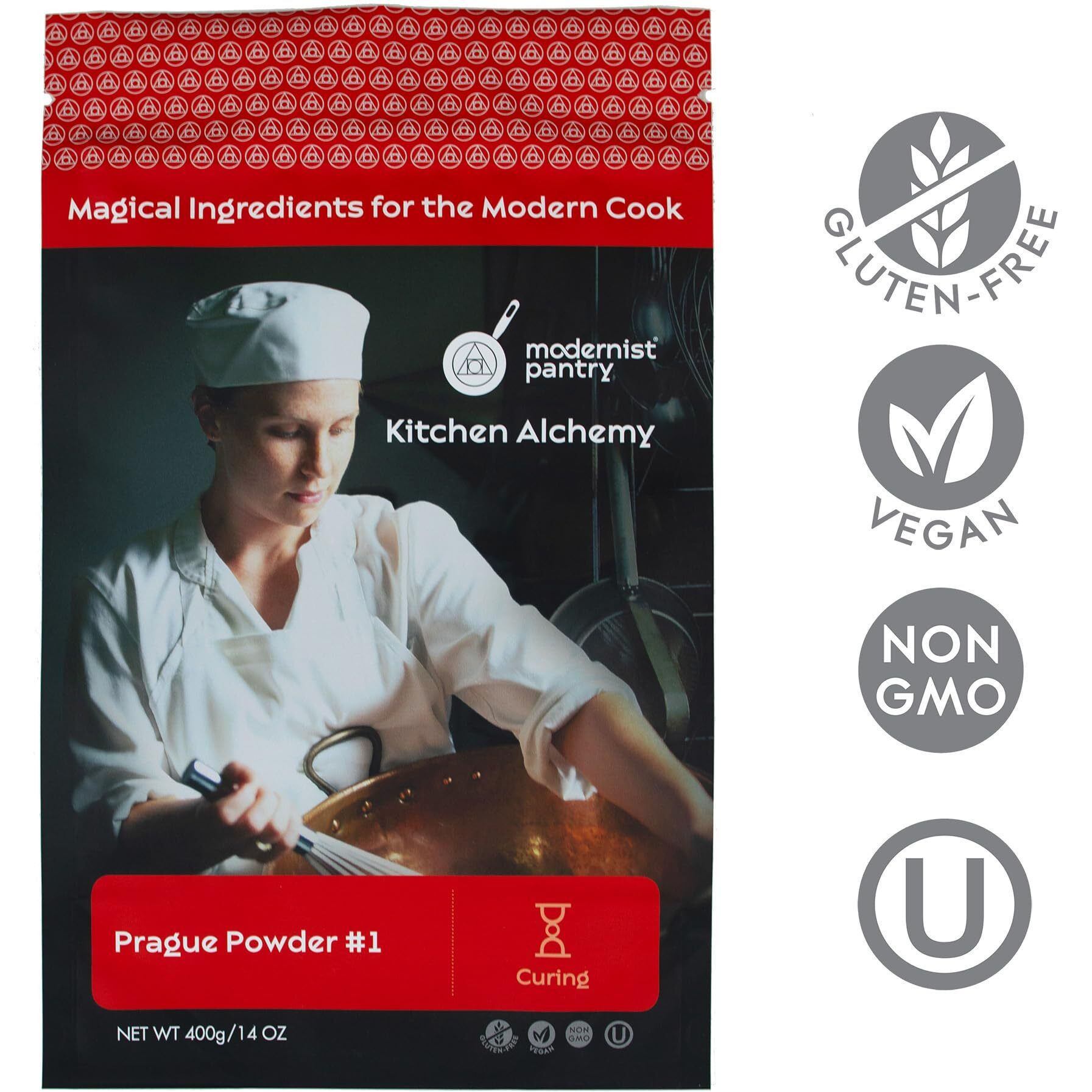 Pure Prague Powder 1 [Aka Insta Cure 1, Dq Pink Curing Salt, Sel Rose]  Non-Gmo Gluten-Free Ou Kosher Certified - 400G/14Oz