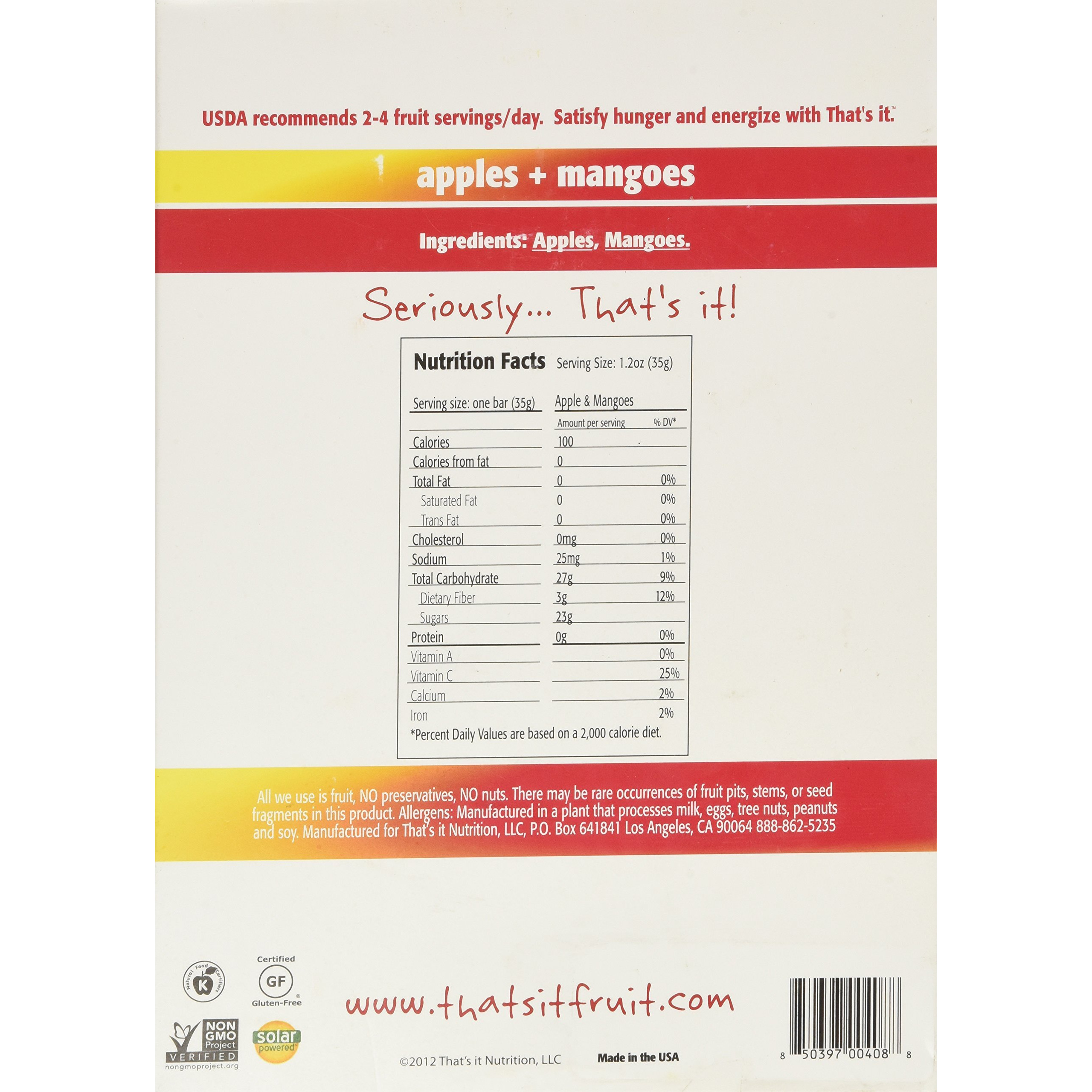 That's It Apple Bar, Mango, 1.2 Ounce (Pack Of 12)