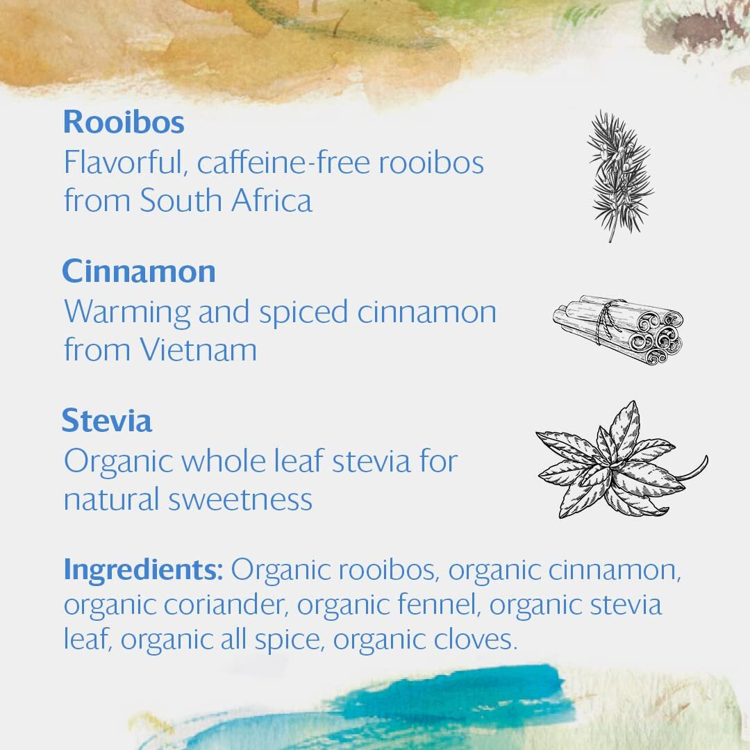 Grace Farms Rooibos Chai Herbal Tea (16 Pyramid Sachets) | Healthy And Caffeine Free | Organic, Fair Trade And Kosher Certified | Gives Back 100% Of Profits