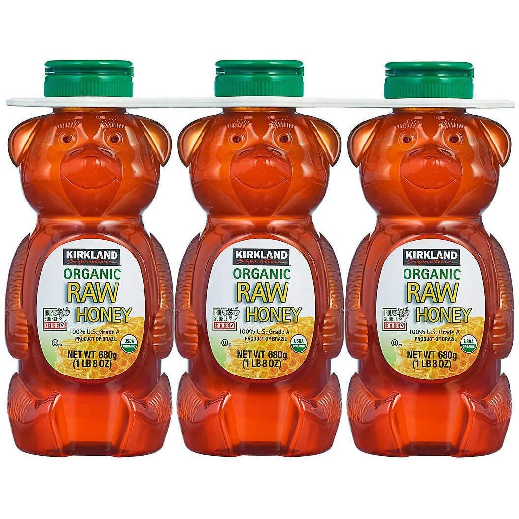 Kirkland Signature Raw Organic Honey Bear 24 Oz, 3 Count