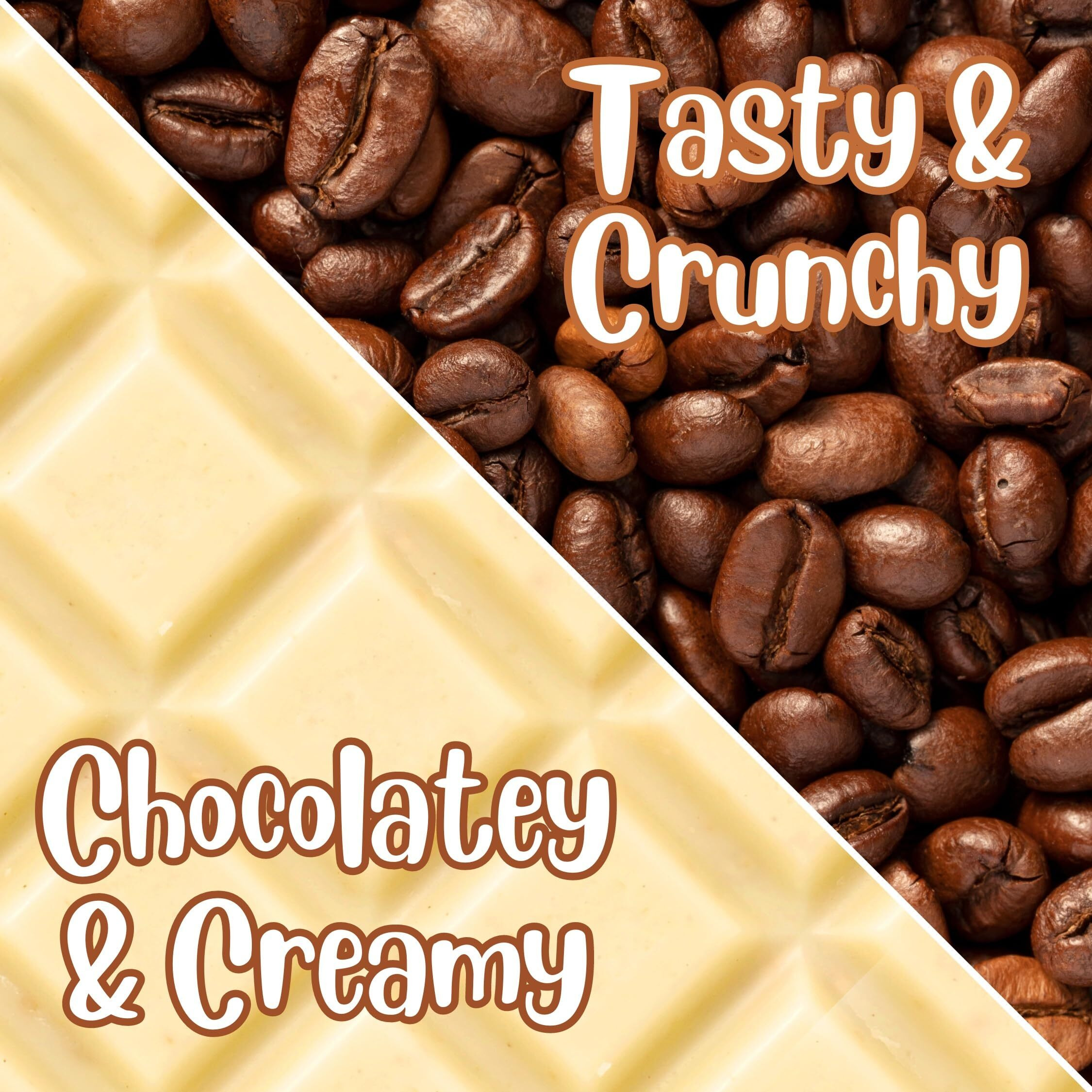 White Chocolate Covered Espresso Beans - By It's Delish, 1 Lb (16 Oz) Bulk | Coffee Lovers Snack | Gourmet Chocolates Candy Snacks | Made In Usa, Kosher Dairy