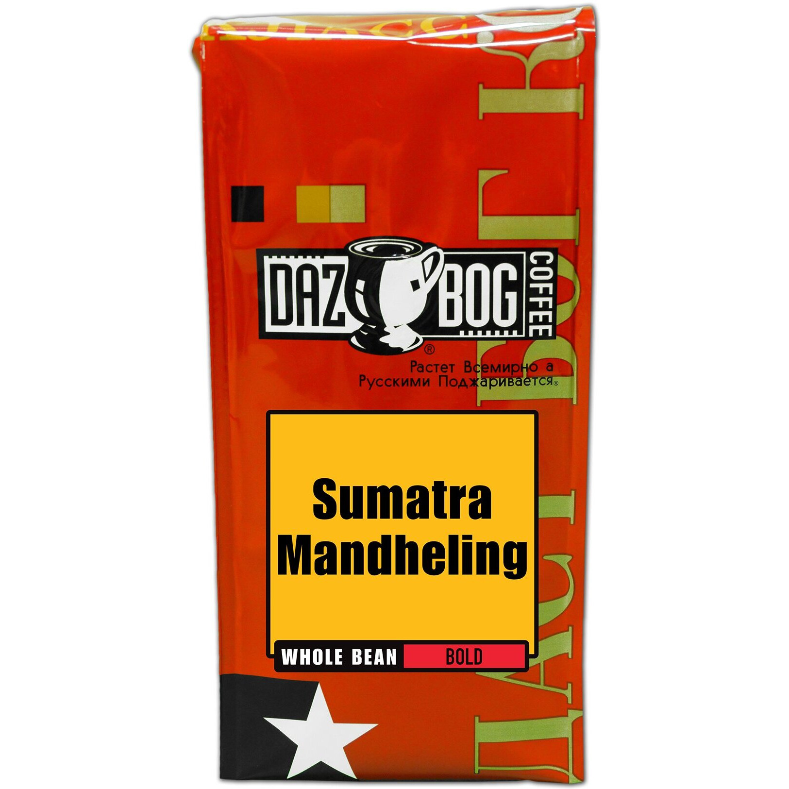 Dazbog Coffee | Sumatra Single Origin | Whole Bean | 11 Oz. | Strong, Sweet & Earthy Aroma | Exotic, Heavily-Bodied Blend | Smooth Finish | Vacuum Sealed Freshness