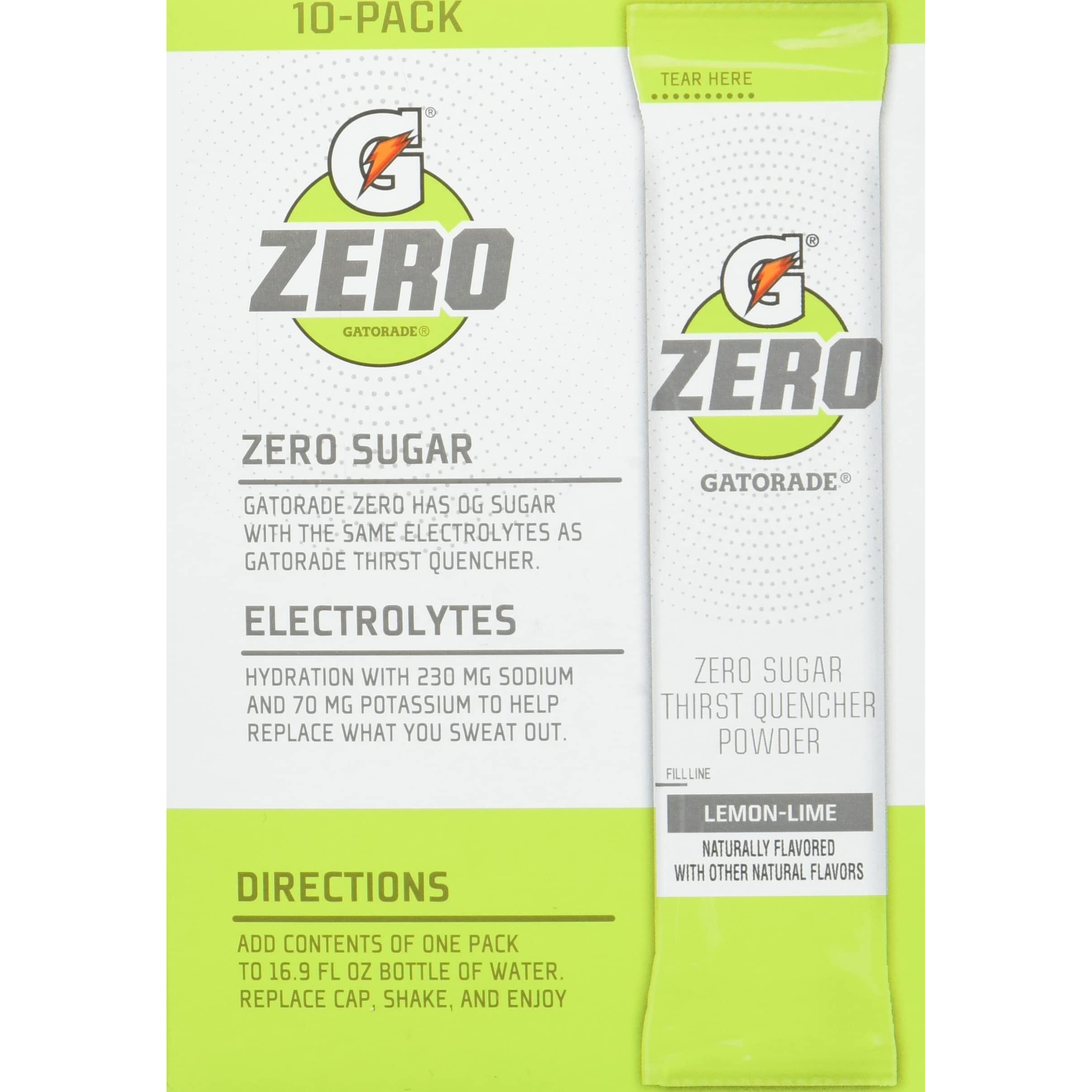 G Zero Lemon Lime Powder 10 Count (Pack Of 1)