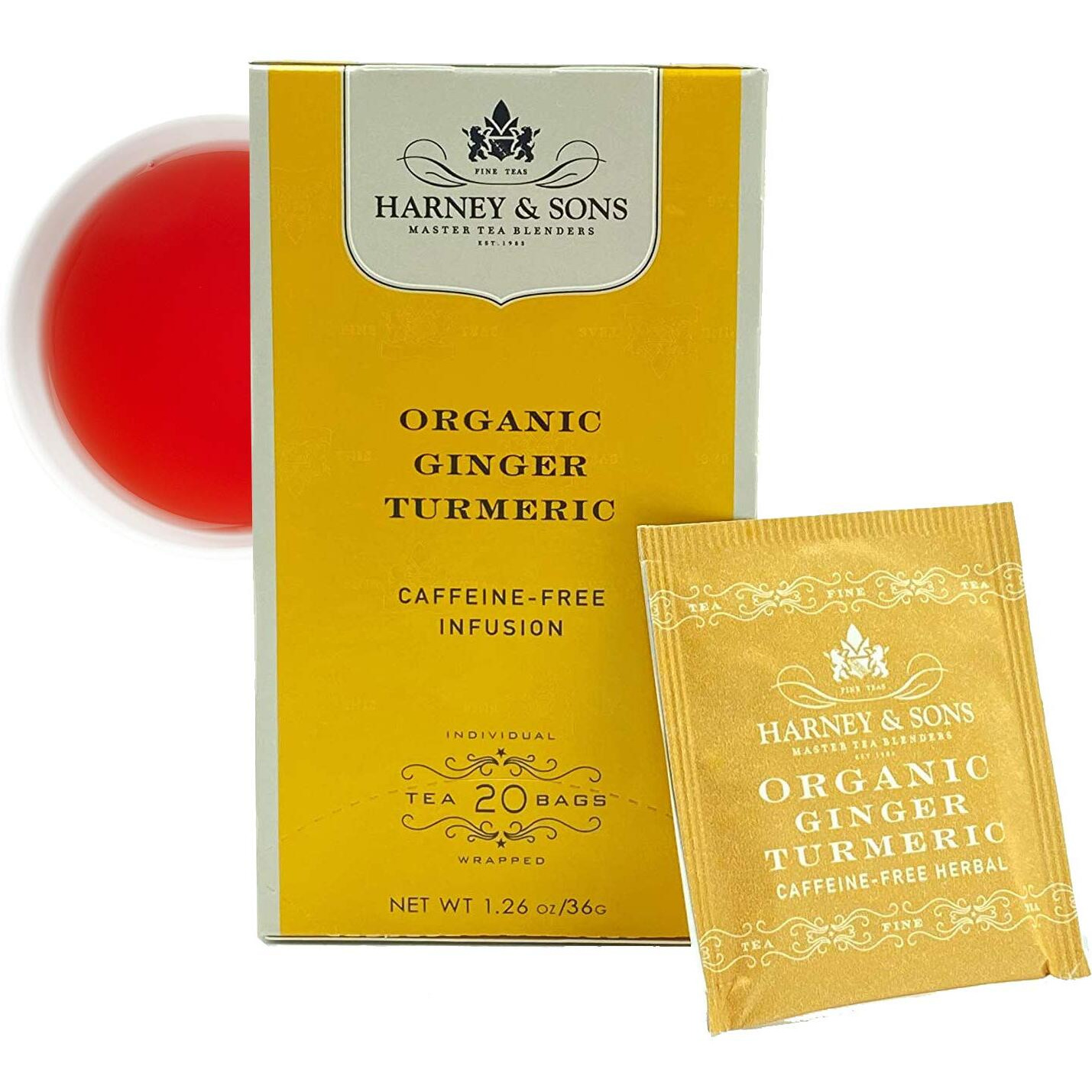 Harney & Sons Organic Tea Bags Ginger Turmeric, 20 Count