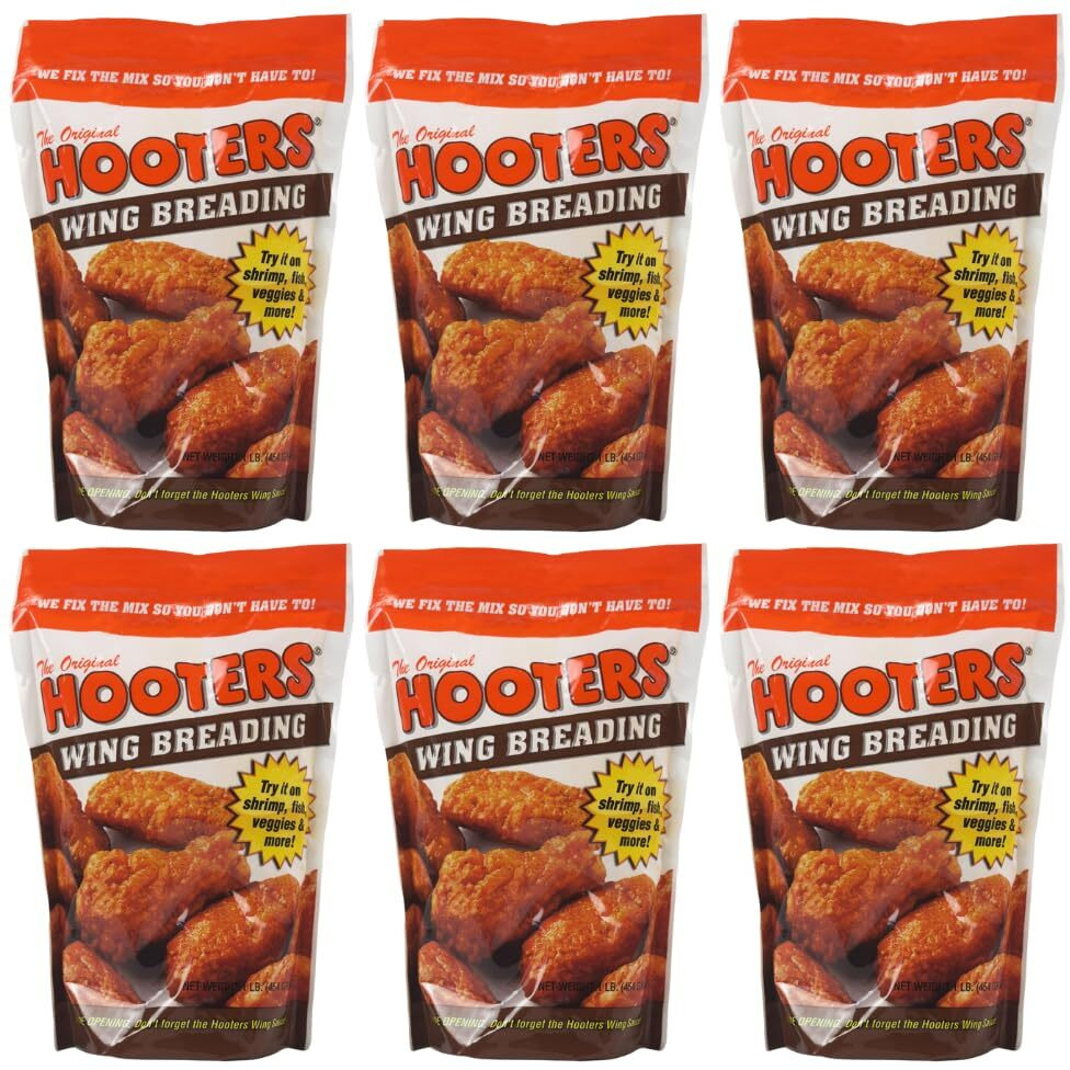 The Original Hooters Wing Breading - Crispy & Crunchy Coating - Ideal For Chicken, Fish, & Vegetables (6 Pack)