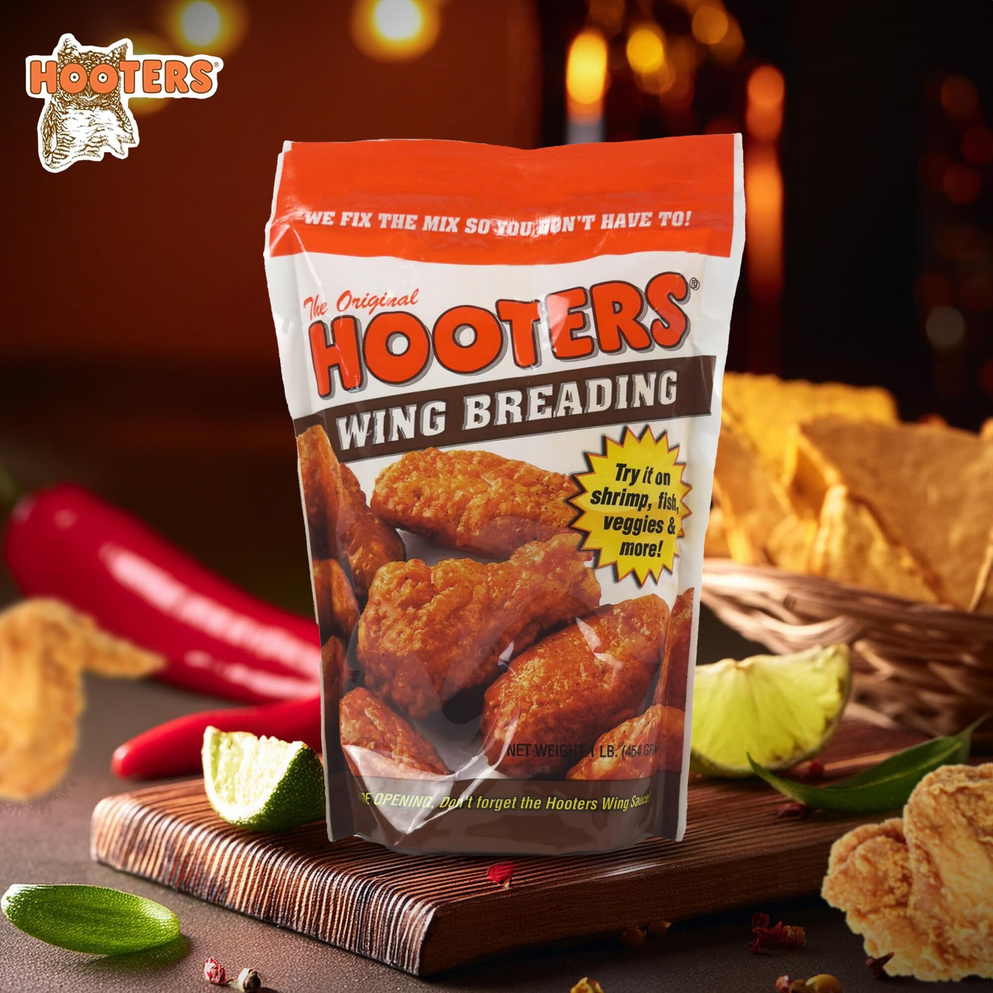 The Original Hooters Wing Breading - Crispy & Crunchy Coating - Ideal For Chicken, Fish, & Vegetables (6 Pack)