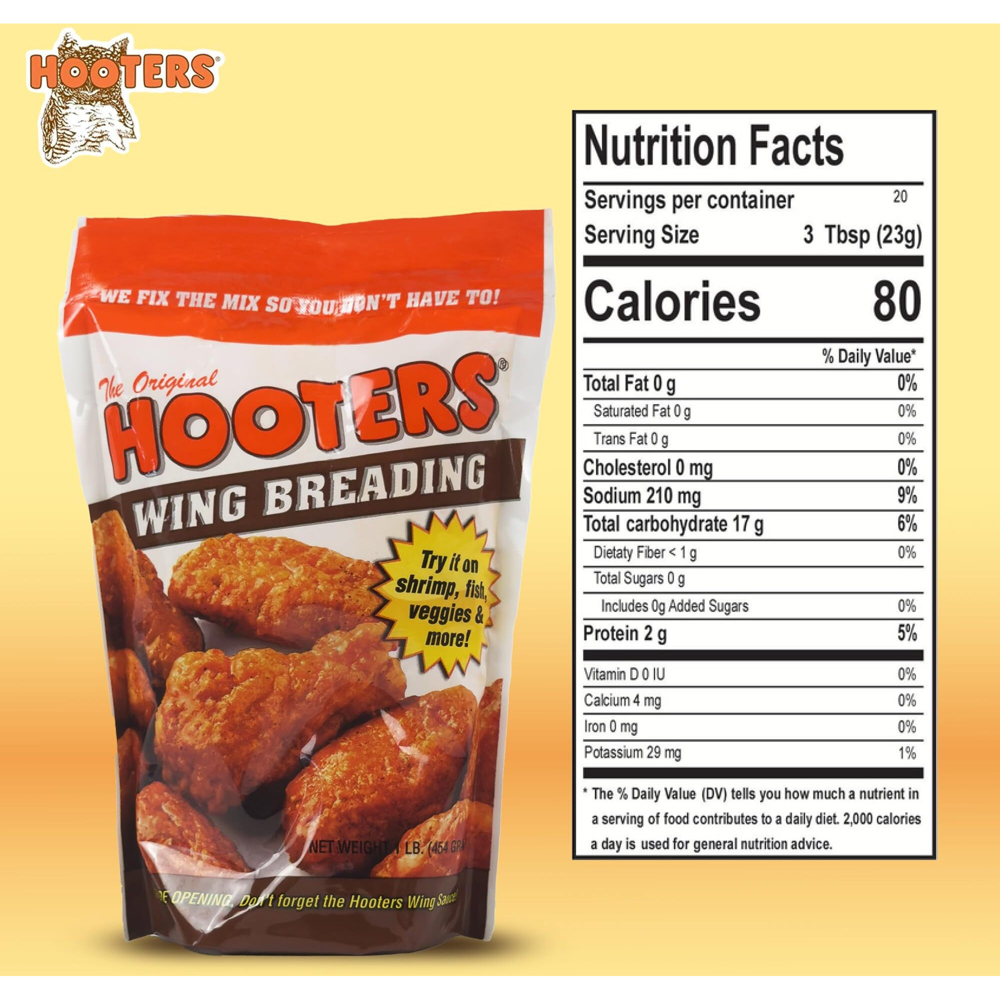 The Original Hooters Wing Breading - Crispy & Crunchy Coating - Ideal For Chicken, Fish, & Vegetables (6 Pack)