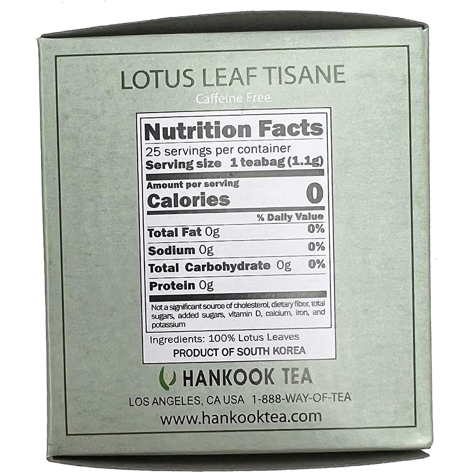 Hankook Tea Lotus Leaf Tisane, 25 Count, 27.5 G