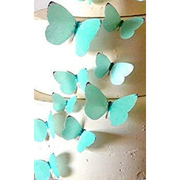 Sugar Robot Inc. Edible Butterflies Assorted Size Premium Crafted Made In The Usa - Cake And Cupcake Toppers, Decoration (Teal)