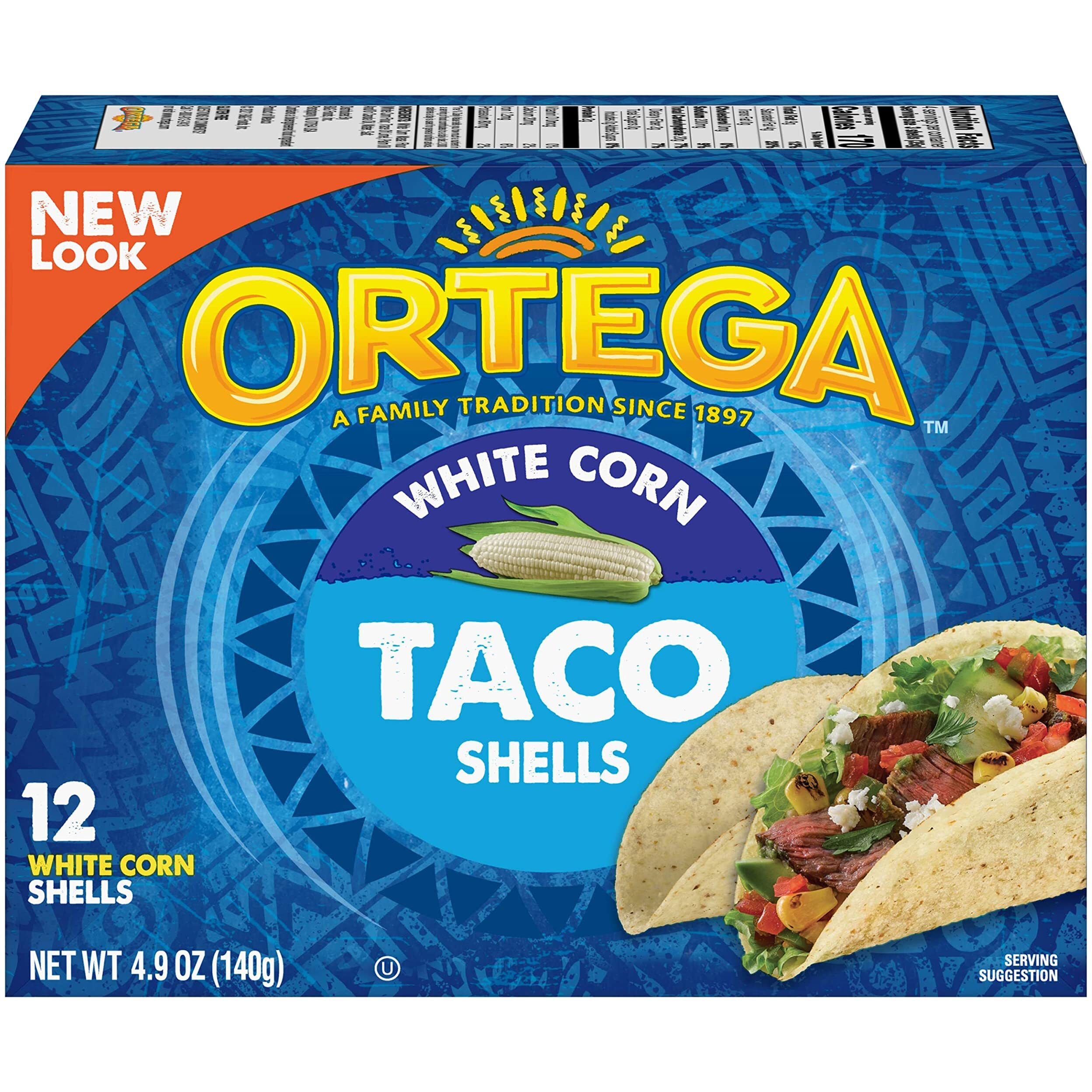 Ortega Taco Shells, White Corn, 4.9 Ounce, 12 Shells (Pack Of 6)