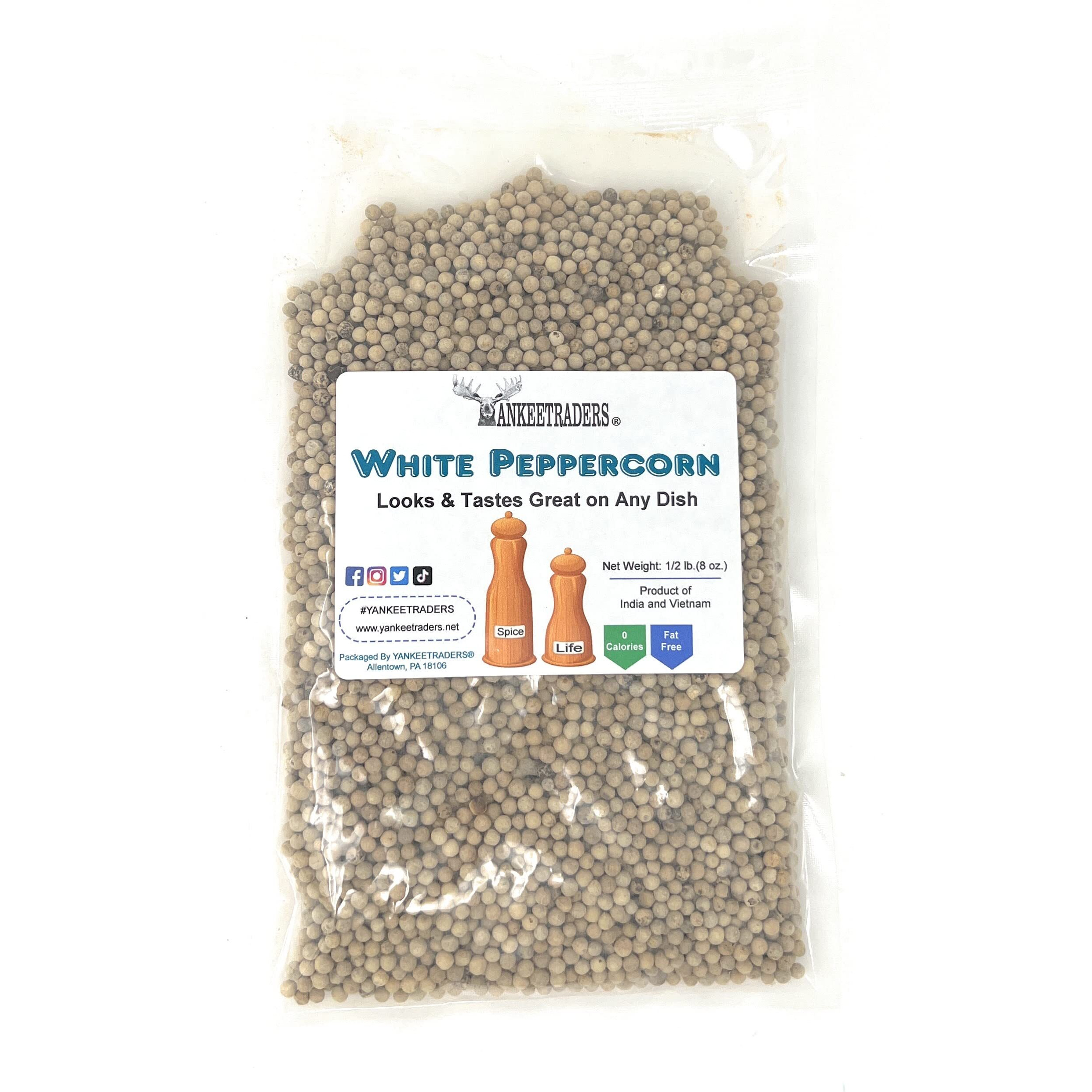 Yankee Traders Brand Peppercorns, Whole White, 8 Ounce