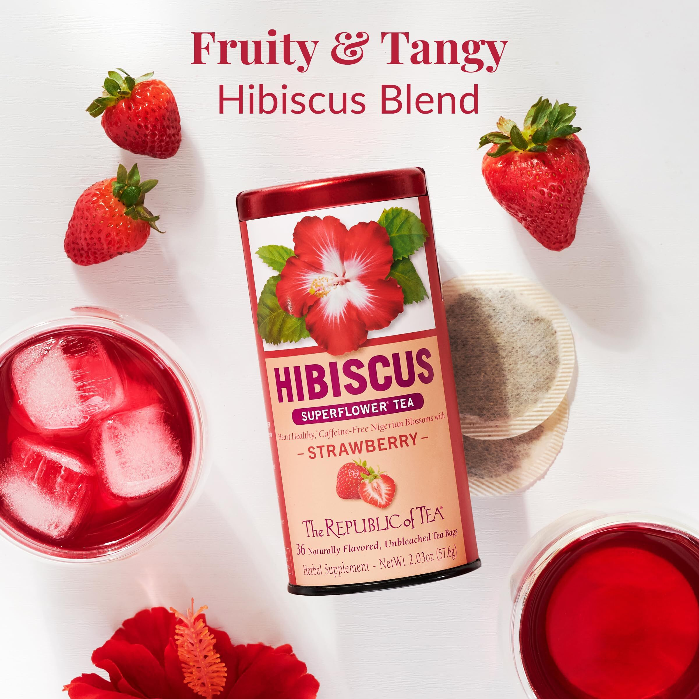 The Republic Of Tea - Strawberry Hibiscus Tea, 36 Count Refill Bag