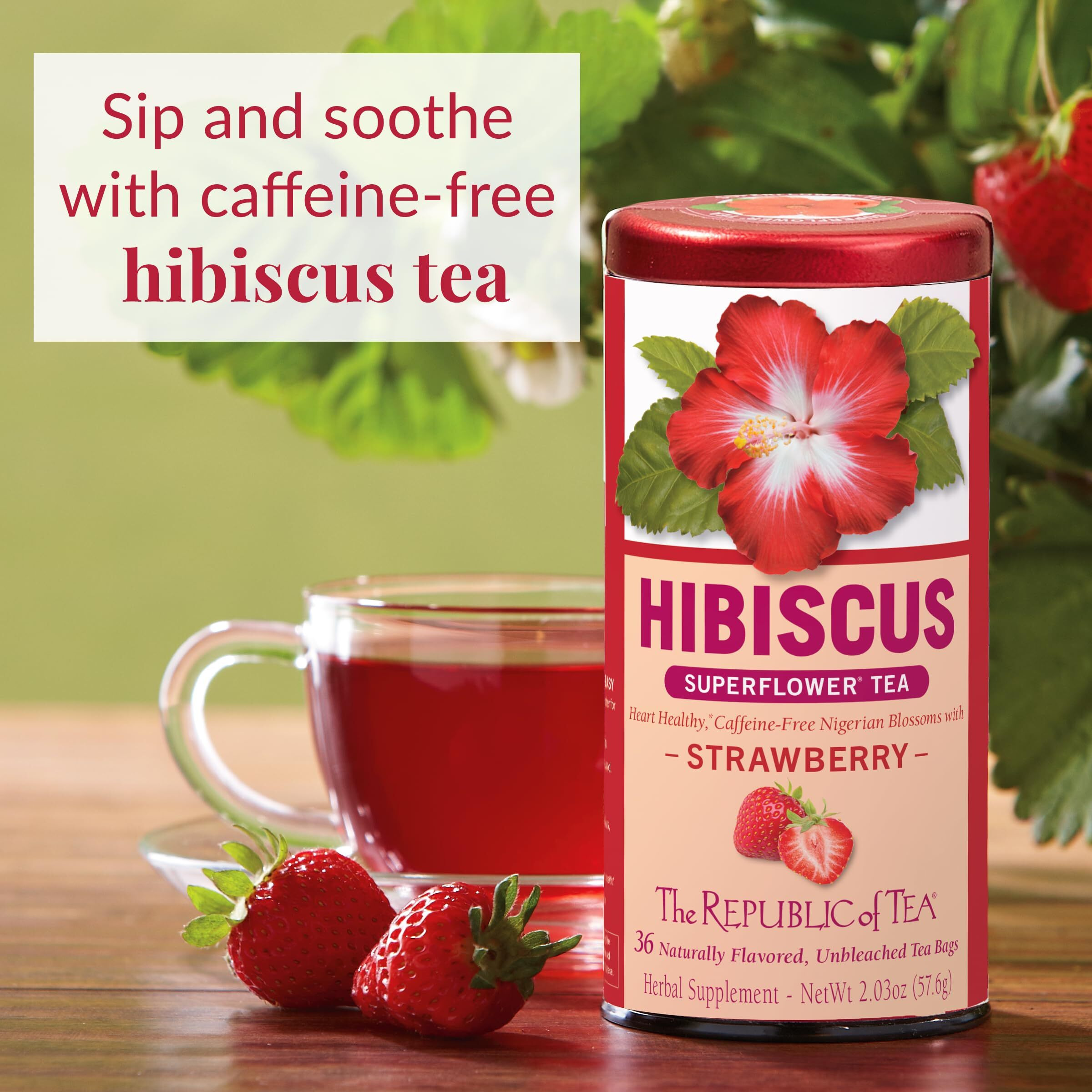 The Republic Of Tea - Strawberry Hibiscus Tea, 36 Count Refill Bag