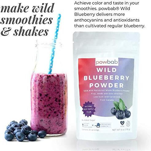 Powbab Wild Blueberry Powder 100% Whole Wild Blueberries (70 G). Canada Grown. Not From Freeze Dried Blueberries, Not Blueberry Extract, No Juice Concentrate, Not Bilberry. Pure Fruit Powder, Non-Gmo