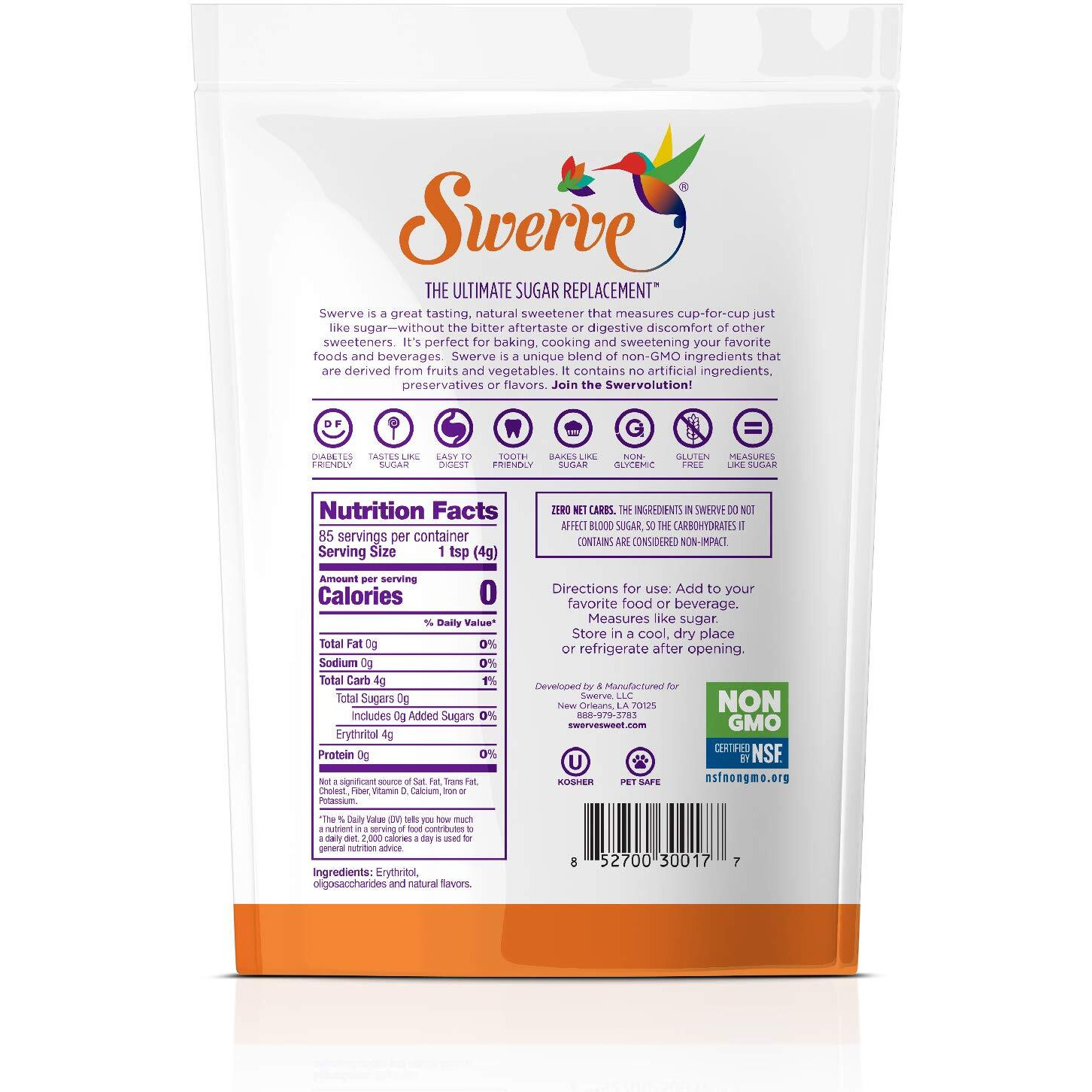Swerve Sweetener, Granular, 12 Ounce, 3 Pack