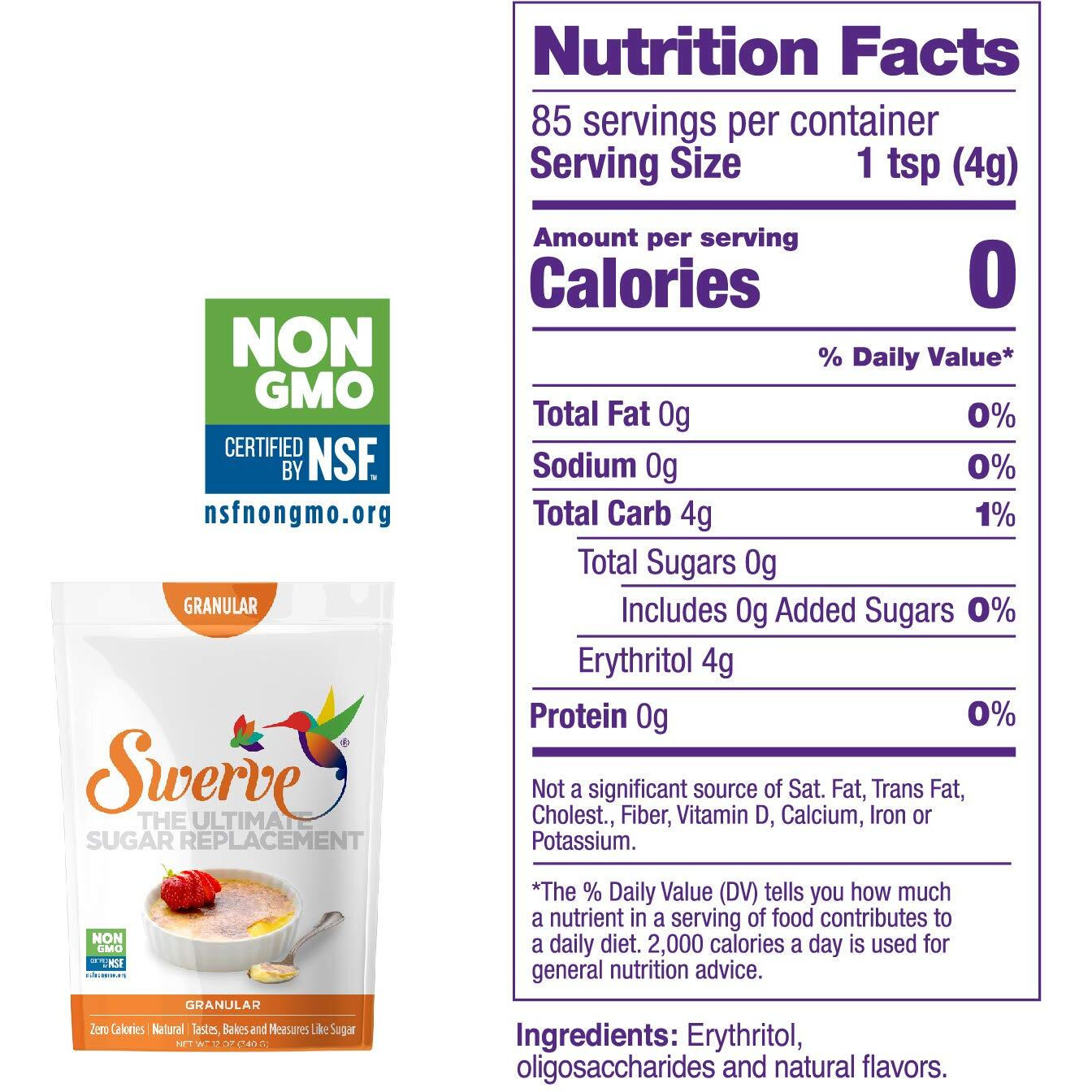 Swerve Sweetener, Granular, 12 Ounce, 3 Pack