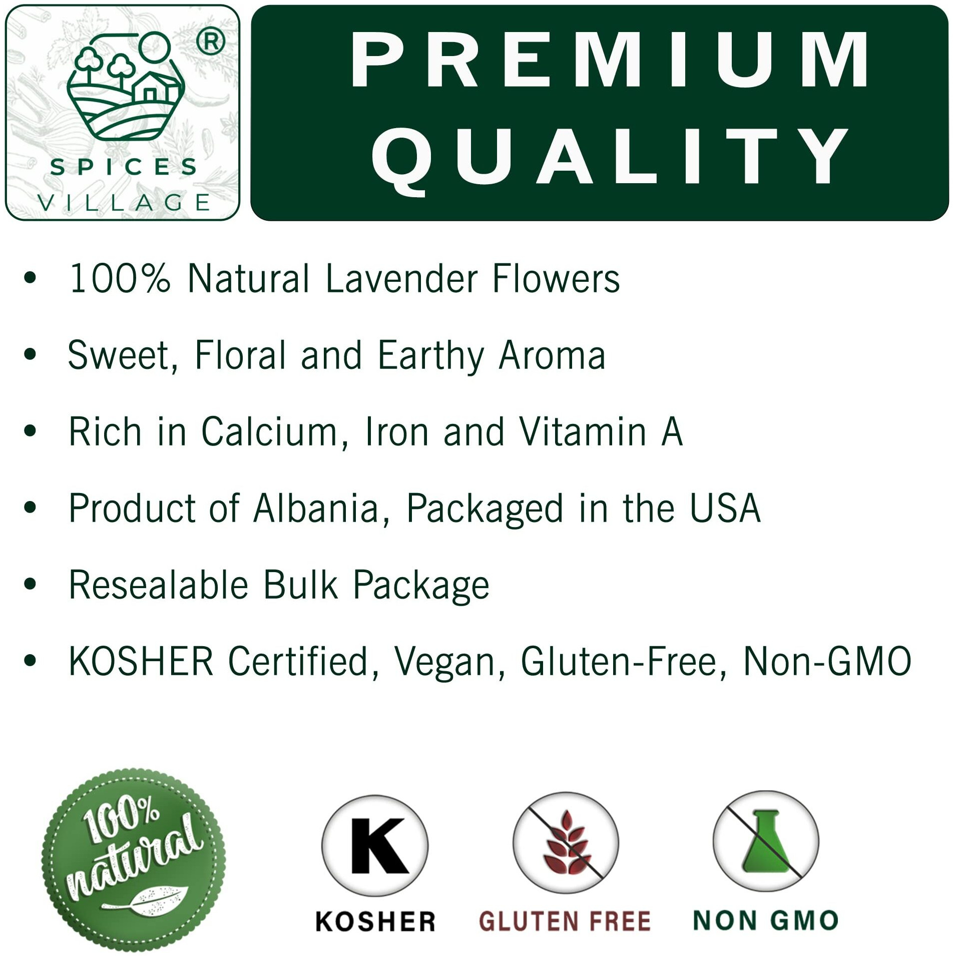 Spices Village Lavender [ 2 Oz ] Dried Lavender Buds, Natural Lavender Buds For Food, Herbal Tea, Potpourri, Wedding Confetti, Pillow - Kosher, Gluten Free, Vegan, Non Gmo, Resealable Bulk Bag