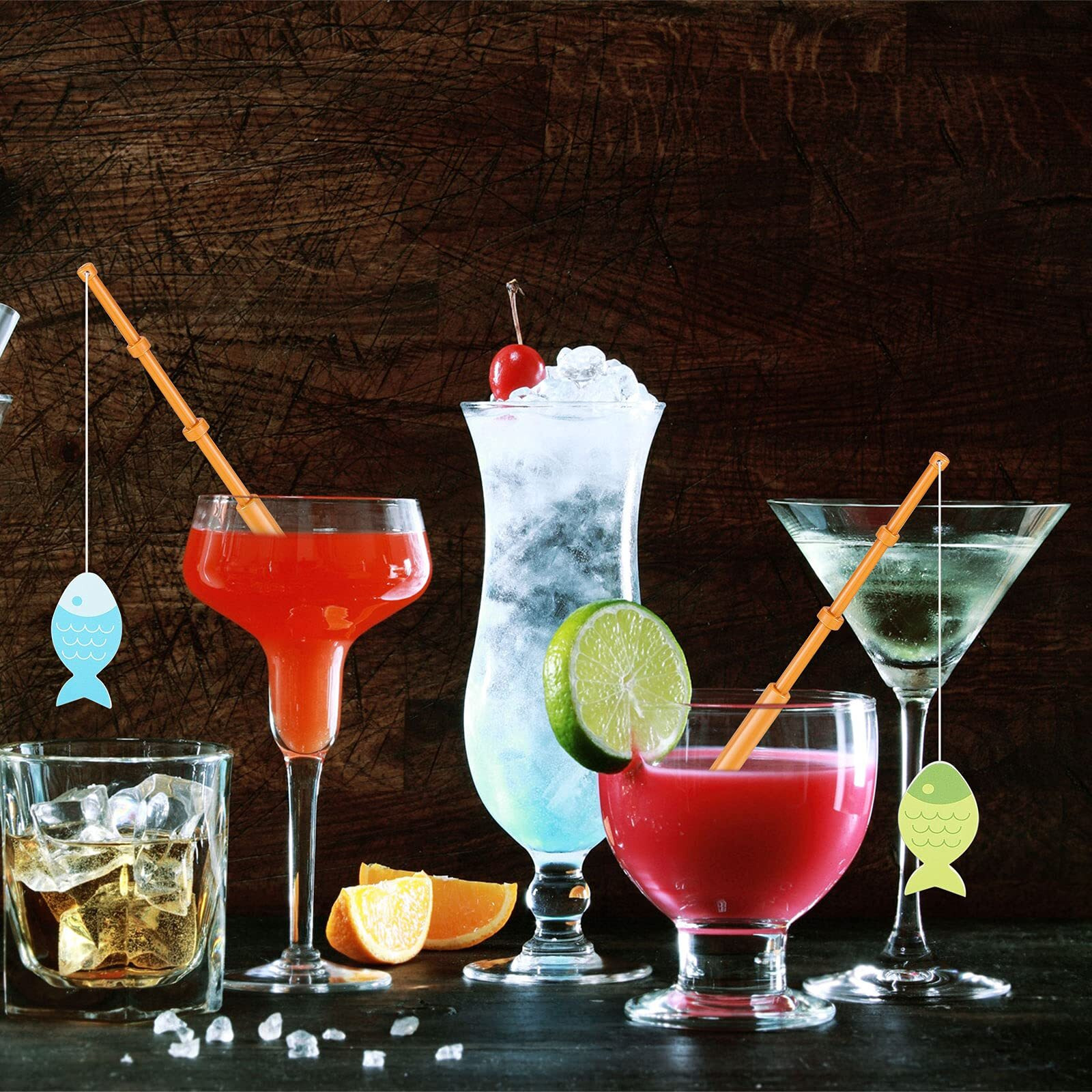 Boao 20 Pieces Mini Fish Pole Decoration Little Fisherman Fishing Pole Picks Mini Cupcake Picks For Birthday Party Tropical Party Appetizer Cake Decoration