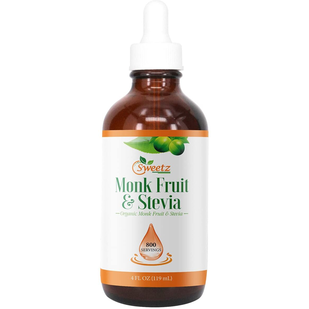 G-Sweetz Monk Fruit & Stevia Liquid Sweetener Drops - Natural Sweeteners & Sugar Alternatives - Delicious Blend With No Bitter Aftertaste - Concentrated Sweetener Liquid Drops Extract - 4 Fl Oz (800 Servings)