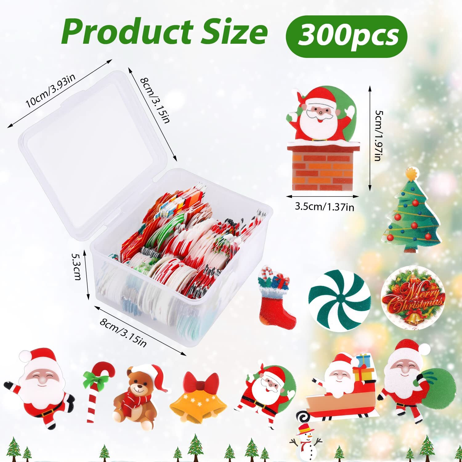 300Pcs Edible Christmas Cake Decorations, Edible Wafer Paper Christmas Cupcake Decorations Edible Christmas Cake Toppers For Xmas Festival Birthday Party Food Decor