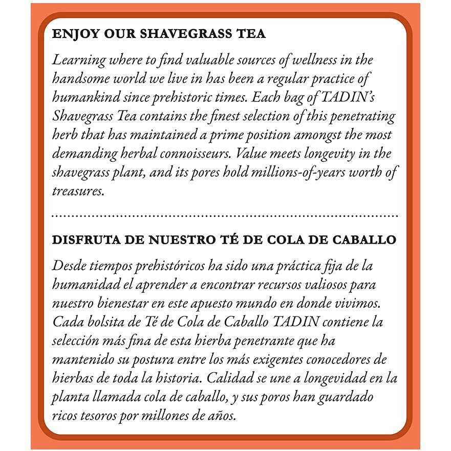Tadin Shavegrass Herbal Tea. Caffeine Free. 24 Tea Bags. 0.84 Oz. Pack Of 3