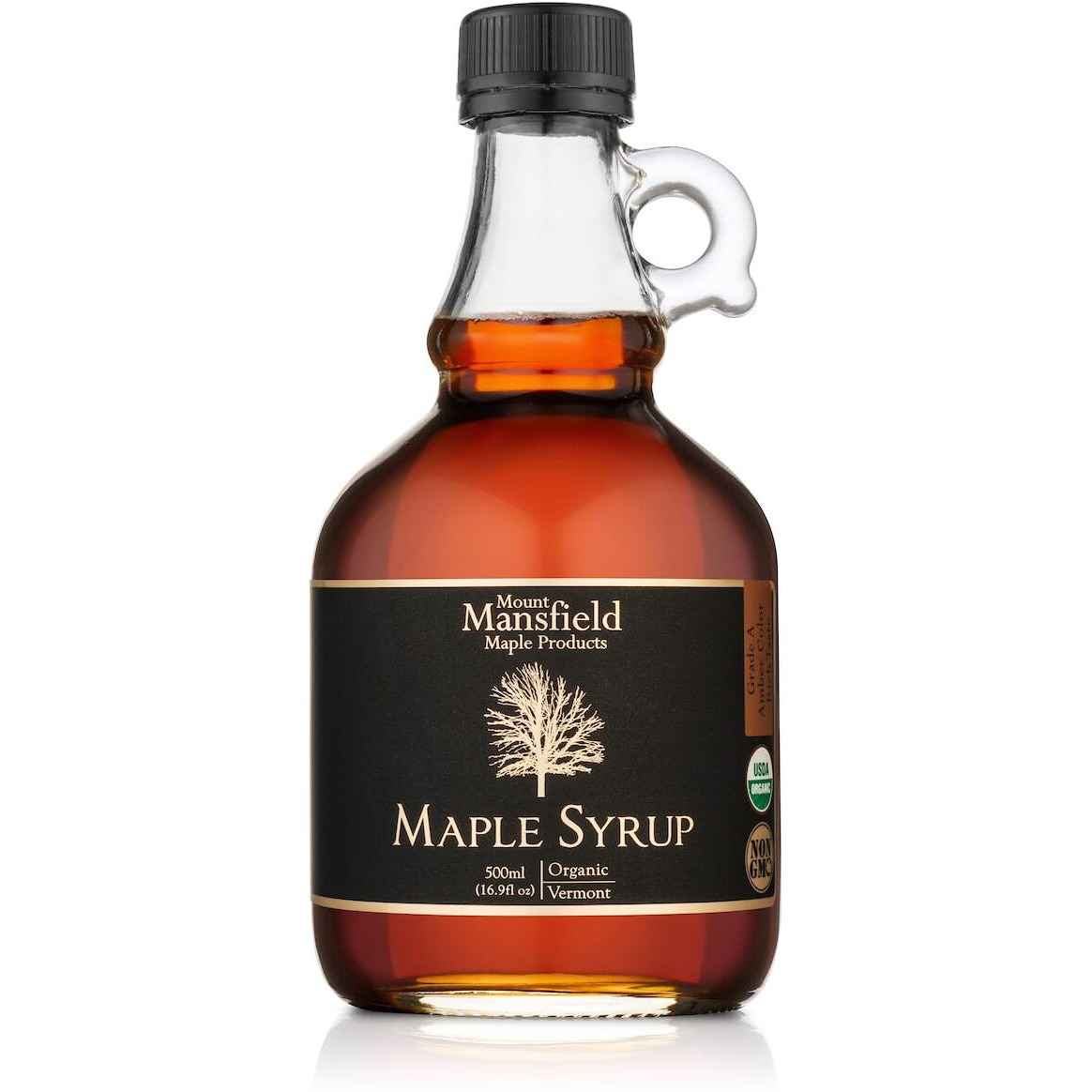 Mansfield Maple Certified Organic Pure Vermont Maple Syrup Grade A Amber Rich, 500Ml Glass Bottle