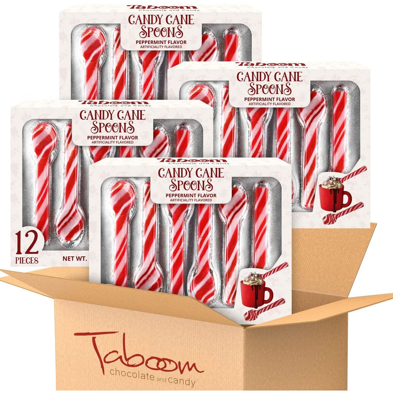 Peppermint Spoons Bulk - Pack Of 48 Stunning Candy Cane Spoons - Perfect Christmas Candy - Delicious And Colorful Peppermint Candy - Ideal For Hot Chocolate On Christmas Eve