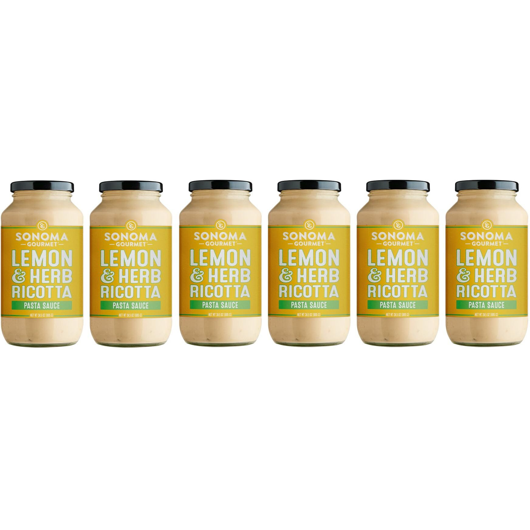 Lemon Herb Ricotta Pasta Sauce | No-Sugar Added | Fresh Ingredients | 25 Ounce Jars (Pack Of 6)