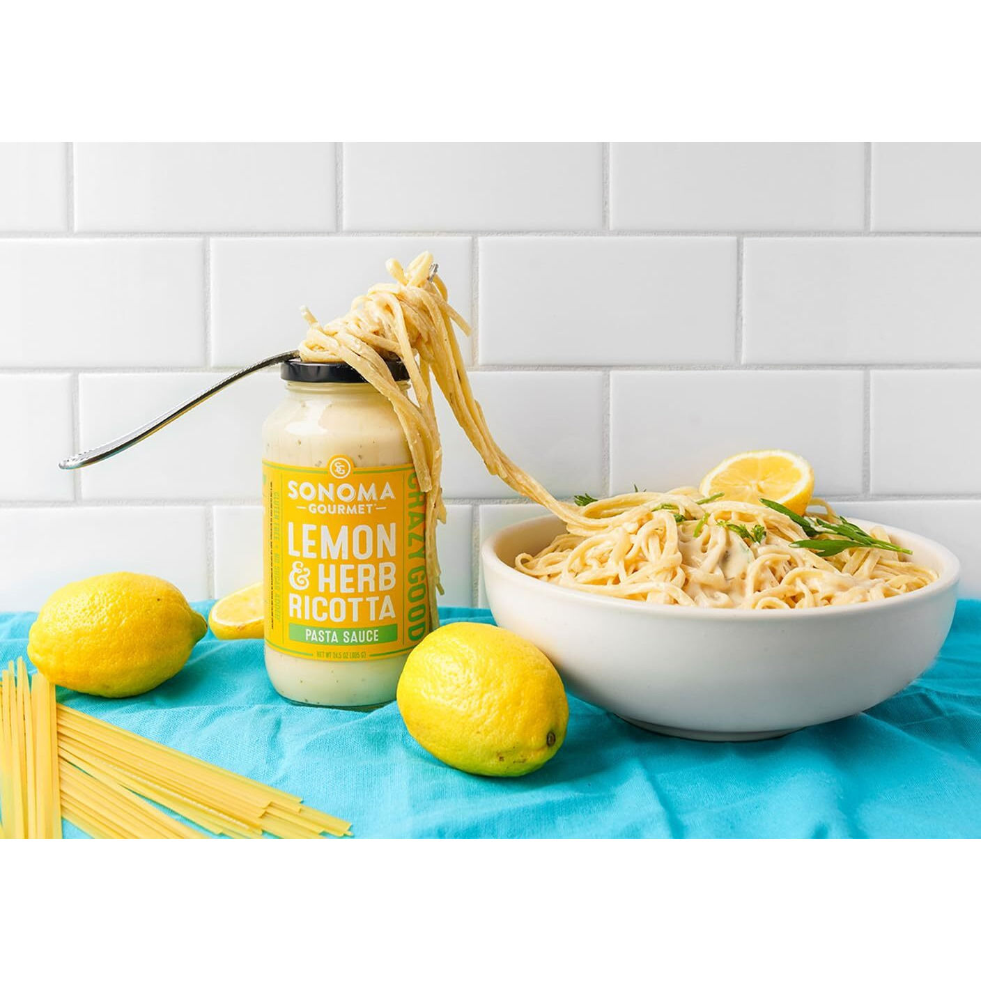 Lemon Herb Ricotta Pasta Sauce | No-Sugar Added | Fresh Ingredients | 25 Ounce Jars (Pack Of 6)