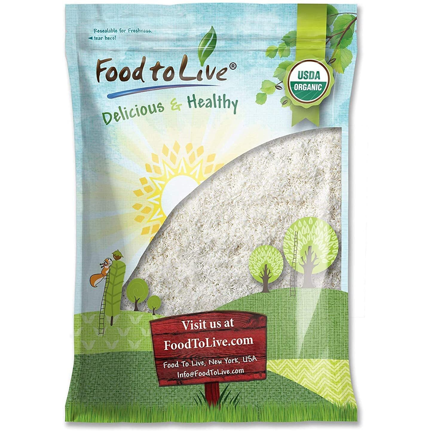 Food To Live Organic Shredded Coconut, 5 Pounds Non-Gmo, Unsweetened Flakes, Desiccated, Medium Shreds, Kosher, Vegan, Bulk. No Sulfites Added. Rich In Dietary Fiber. For Baking, As A Topping.
