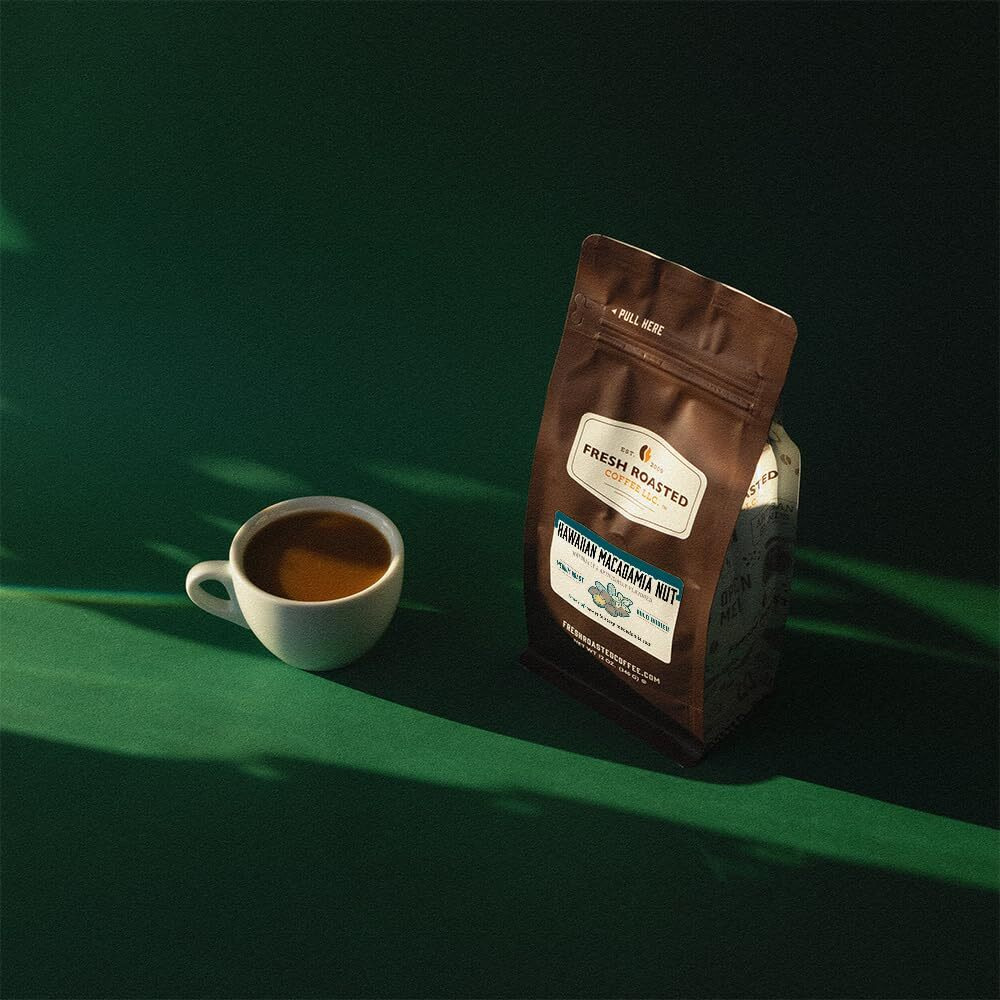 Fresh Roasted Coffee, Hawaiian Macadamia Nut Flavored Coffee, 5Lb, Medium Roast, Kosher, Whole Bean