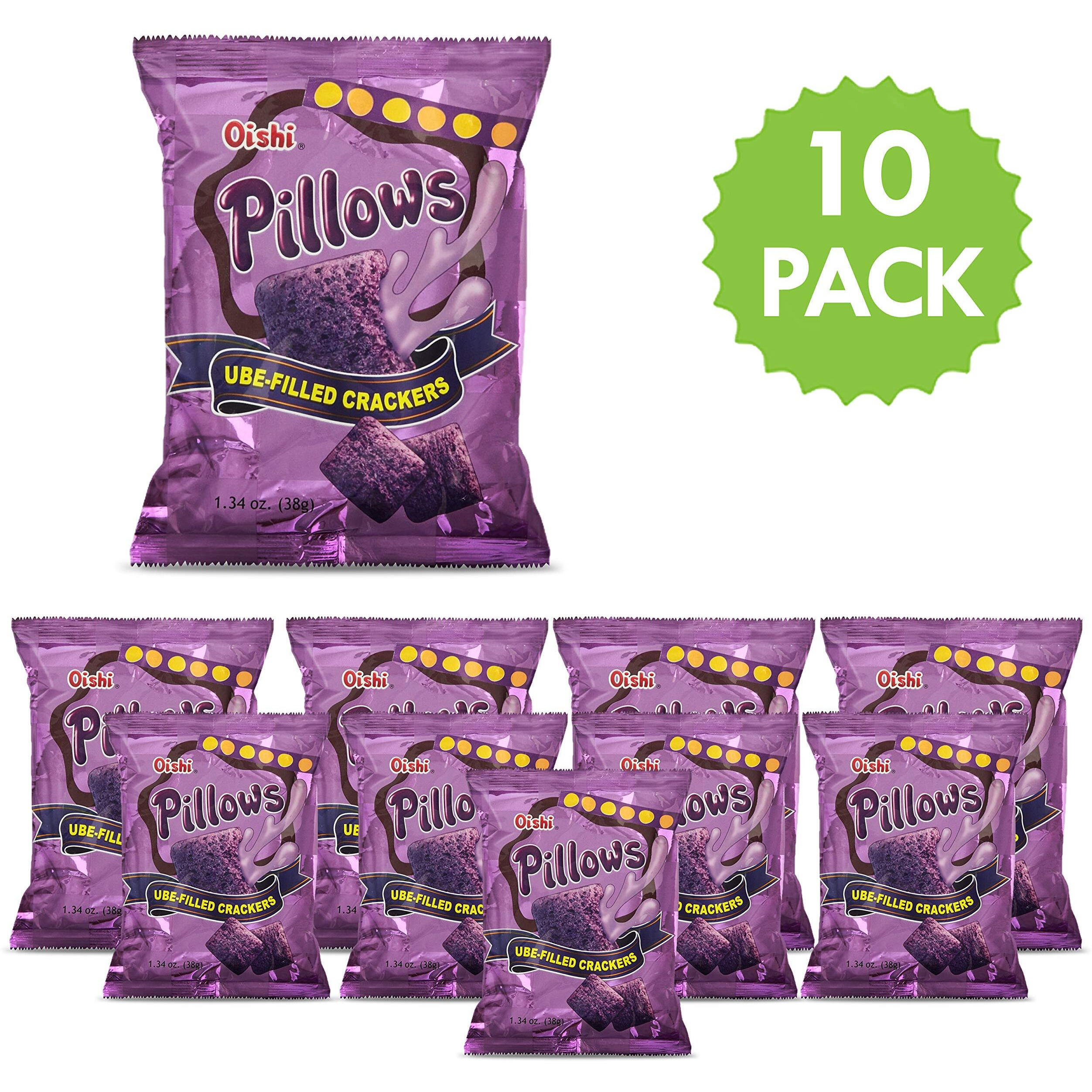 Oishi Pillows Ube Filled Crackers,1.34 Ounce Pack Of 10