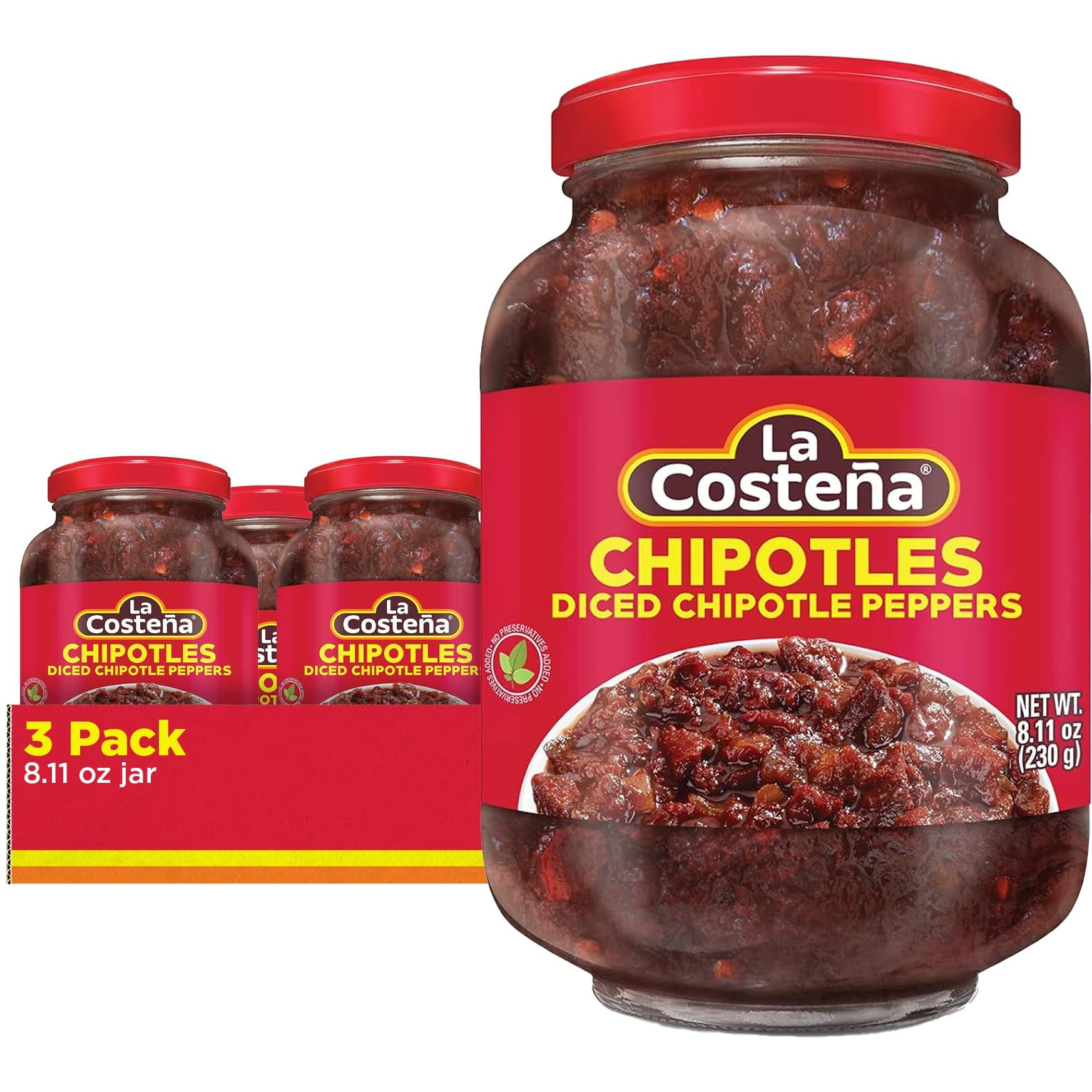 La Costea Diced Chipotle Peppers, 8.11 Ounce Jar (Pack Of 3)