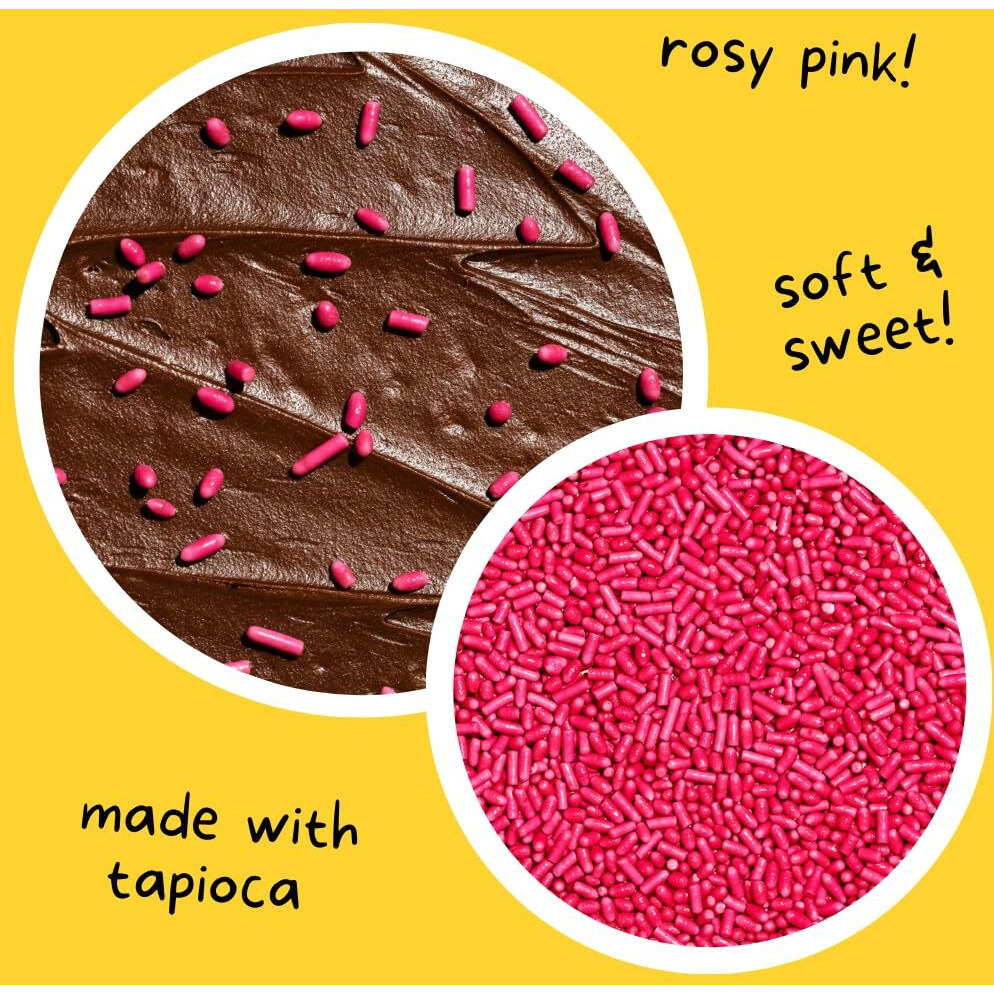 Rosy Pink Softies Natural Sprinkles By Supernatural, Made In Usa, Dye-Free, Soy Free, Gluten Free, Vegan, 3Oz